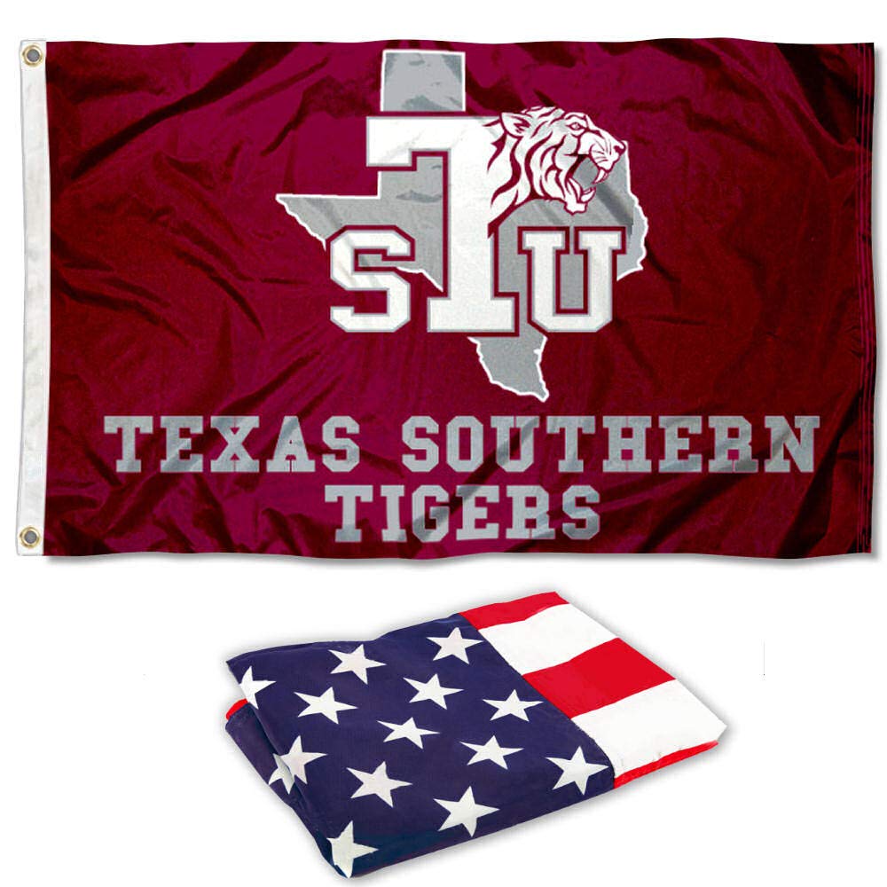 College Flags & Banners Co. Texas Southern University Flag and USA 3ft x 5ft Flag Set - Sports Collectibles, Sports Memorabilia, Sports Fan Shop, Sports Gifts