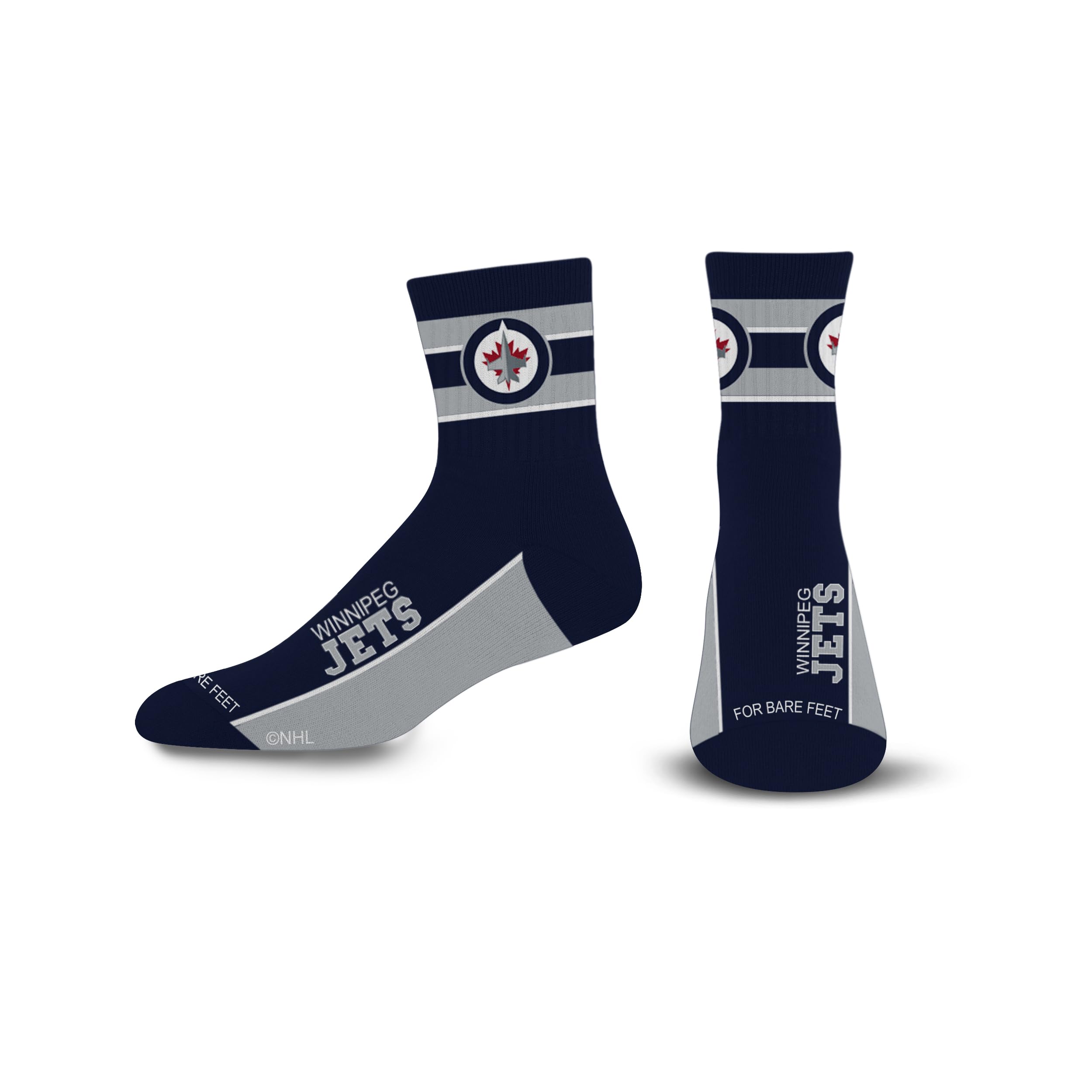 For Bare Feet NHL WINNIPEG JETS Lil' Deuce Quarter Sock Team Color Large