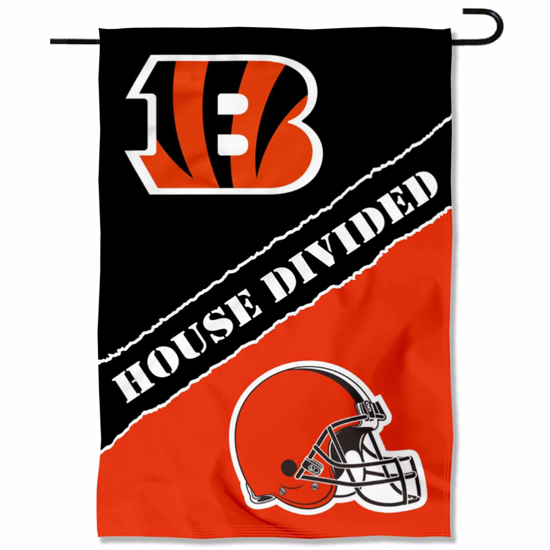 WinCraft House Divided Bengals and Browns Double Sided Garden Flag - Sports Collectibles, Sports Memorabilia, Sports Fan Shop, Sports Gifts