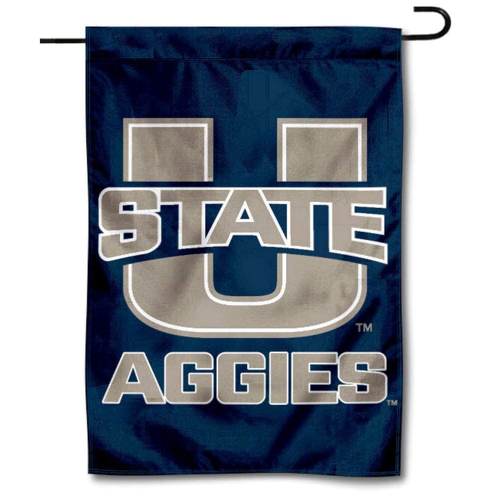 Utah State University Garden Flag and USA Flag Stand Pole Holder Set - Sports Collectibles, Sports Memorabilia, Sports Fan Shop, Sports Gifts