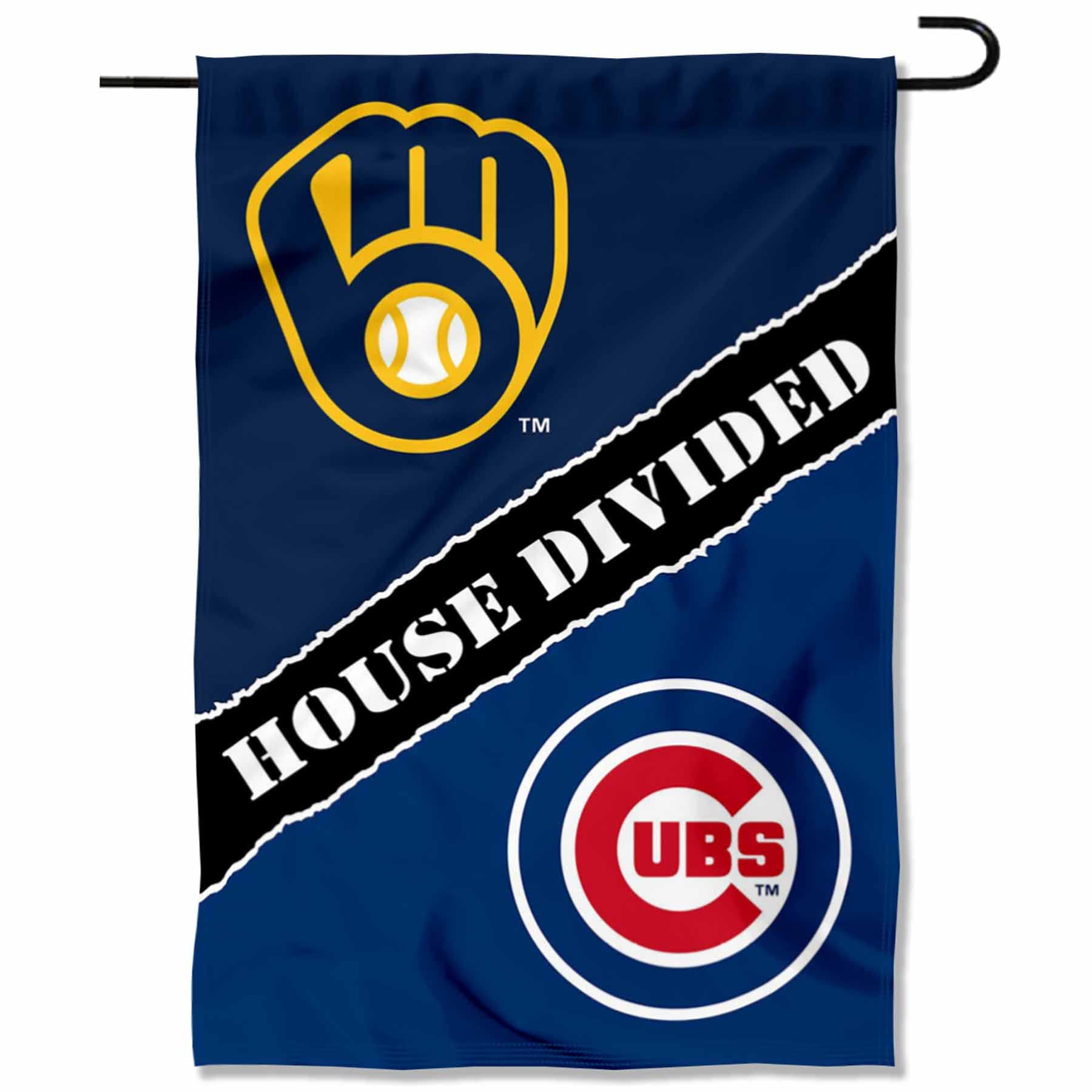 WinCraft House Divided Brewers and Cubs Double Sided Garden Flag - Sports Collectibles, Sports Memorabilia, Sports Fan Shop, Sports Gifts