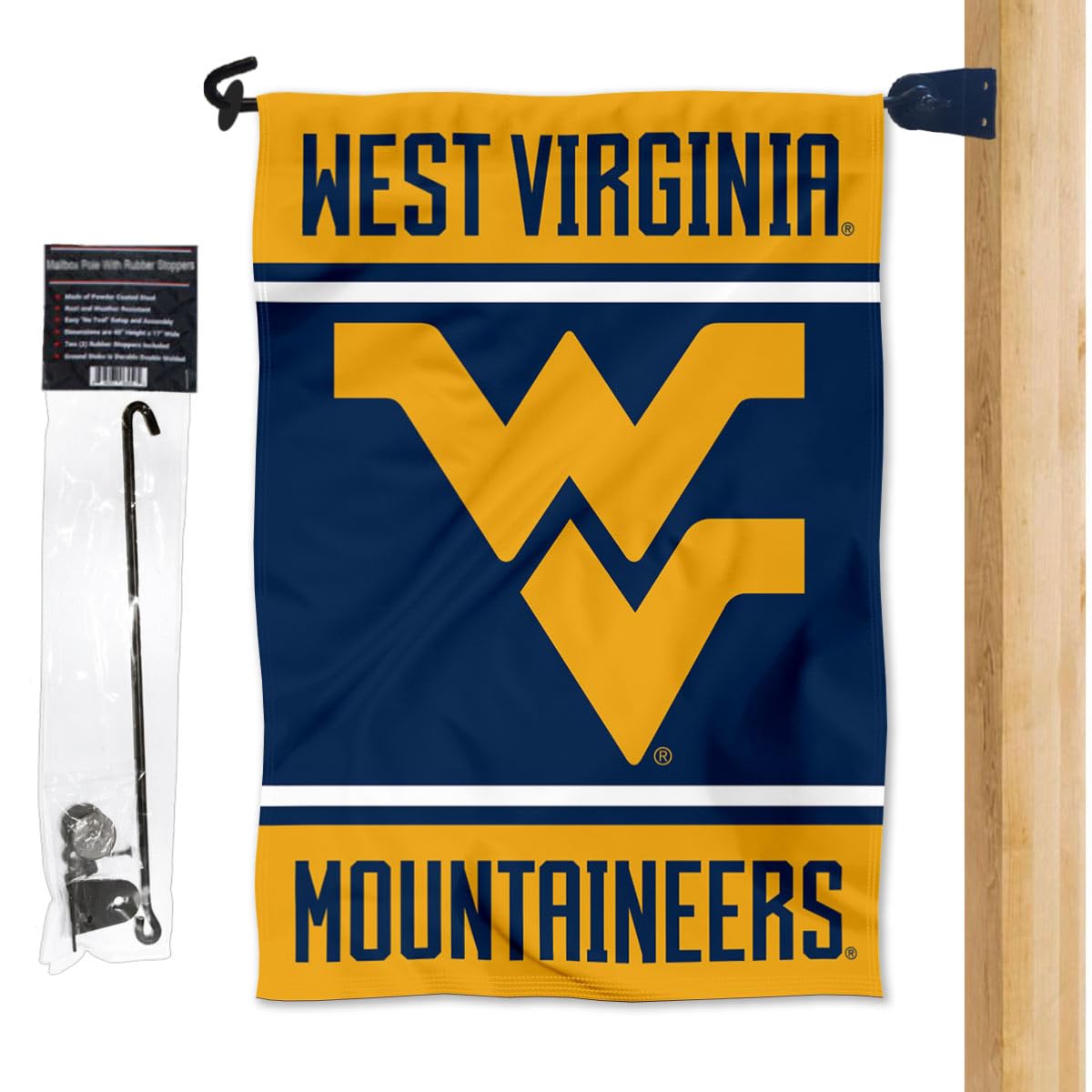 College Flags & Banners Co. West Virginia Mountaineers Garden Flag and Mailbox Post Pole Mount Holder Set - Sports Collectibles, Sports Memorabilia, Sports Fan Shop, Sports Gifts