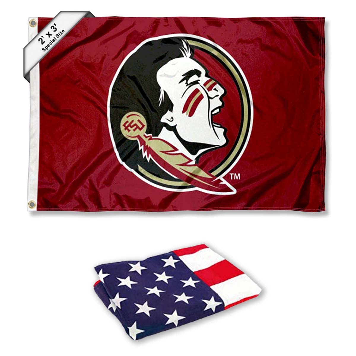 College Flags & Banners Co. FSU Seminoles Small 2'x3' Flag and USA 3x5 Flag Set - Sports Collectibles, Sports Memorabilia, Sports Fan Shop, Sports Gifts
