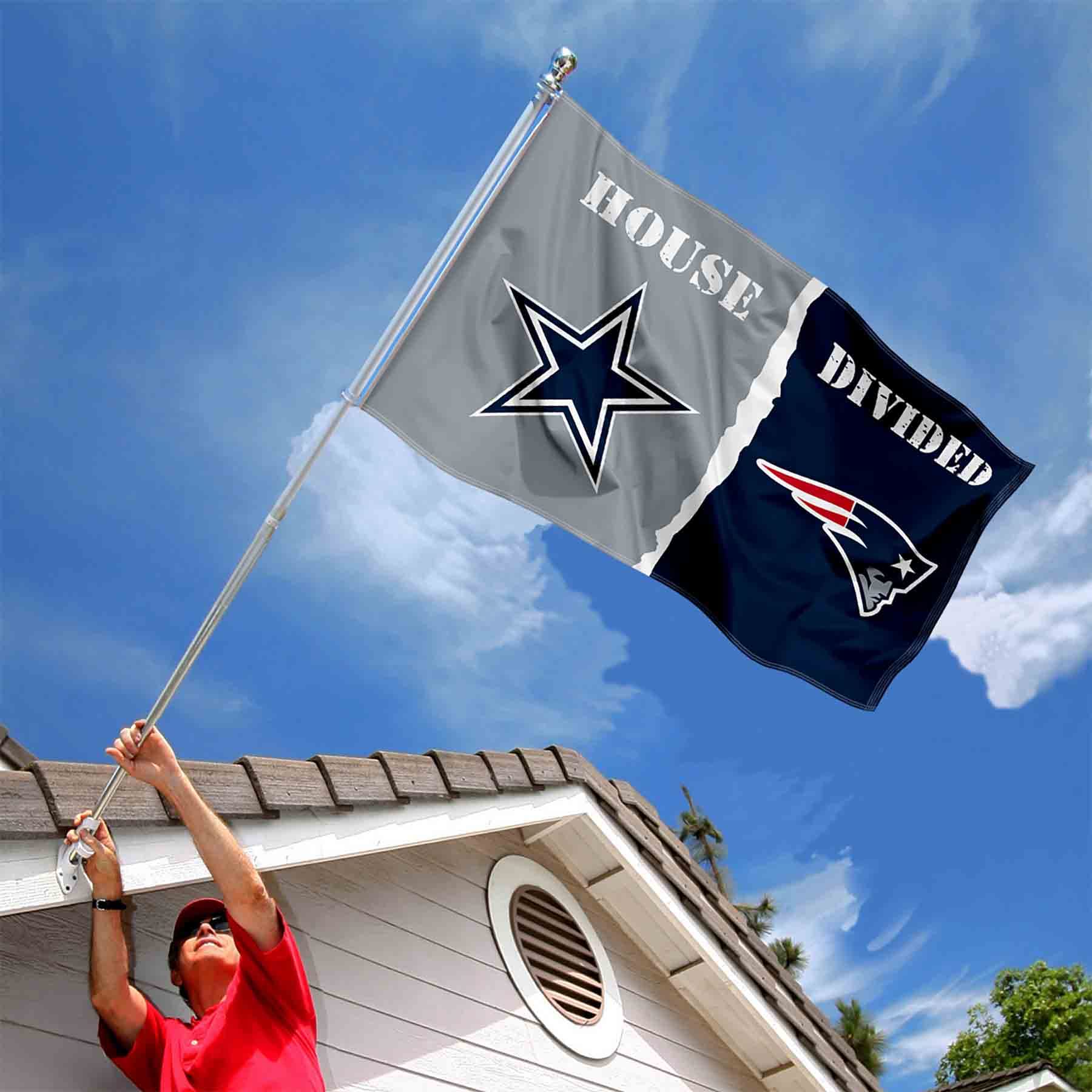 WinCraft Cowboys and Patriots House Divided Flag Rivalry Banner - Sports Collectibles, Sports Memorabilia, Sports Fan Shop, Sports Gifts