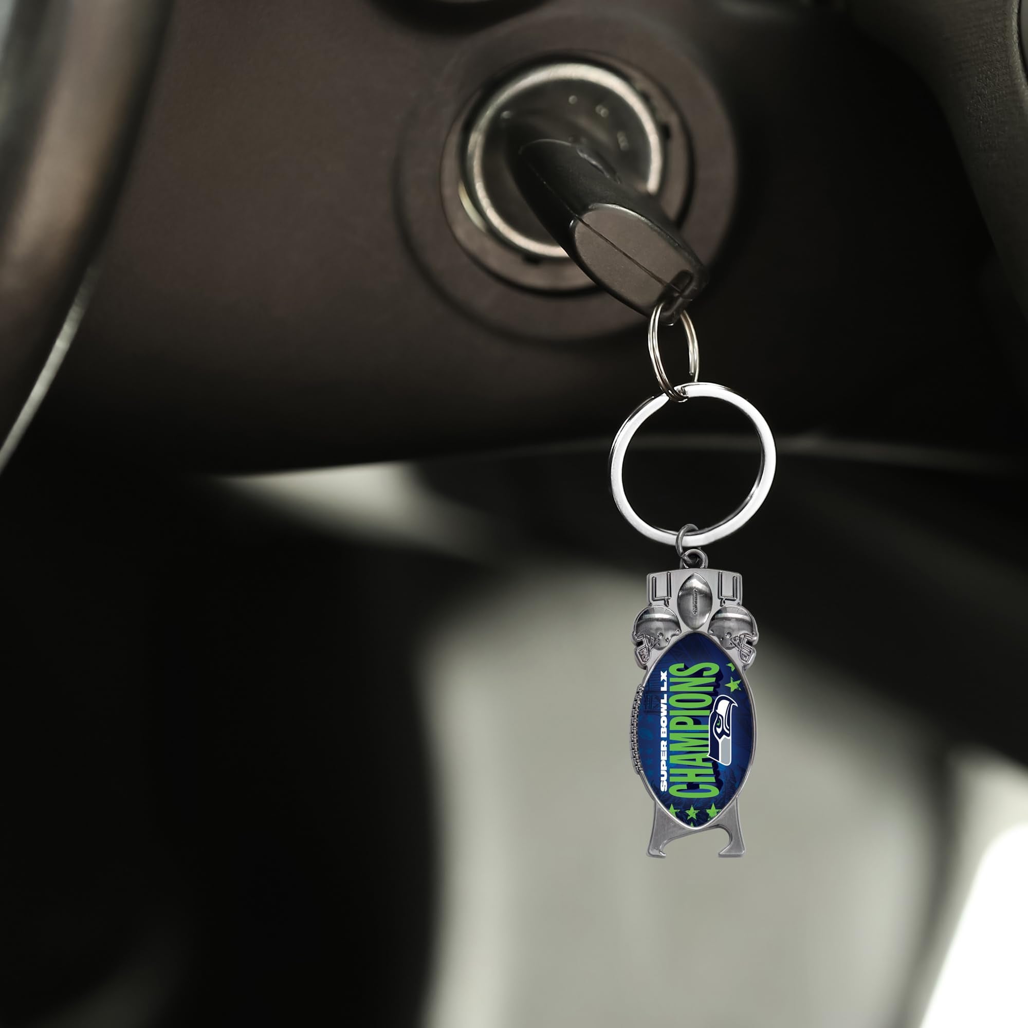 Rico Industries NFL Football Seattle Seahawks 2026 Super Bowl LX Champions Sculpted Bottle Opener Keychain - Car Accessory - Sports Gifts, Sports Memorabilia, Sports Collectibles, Fan Shop