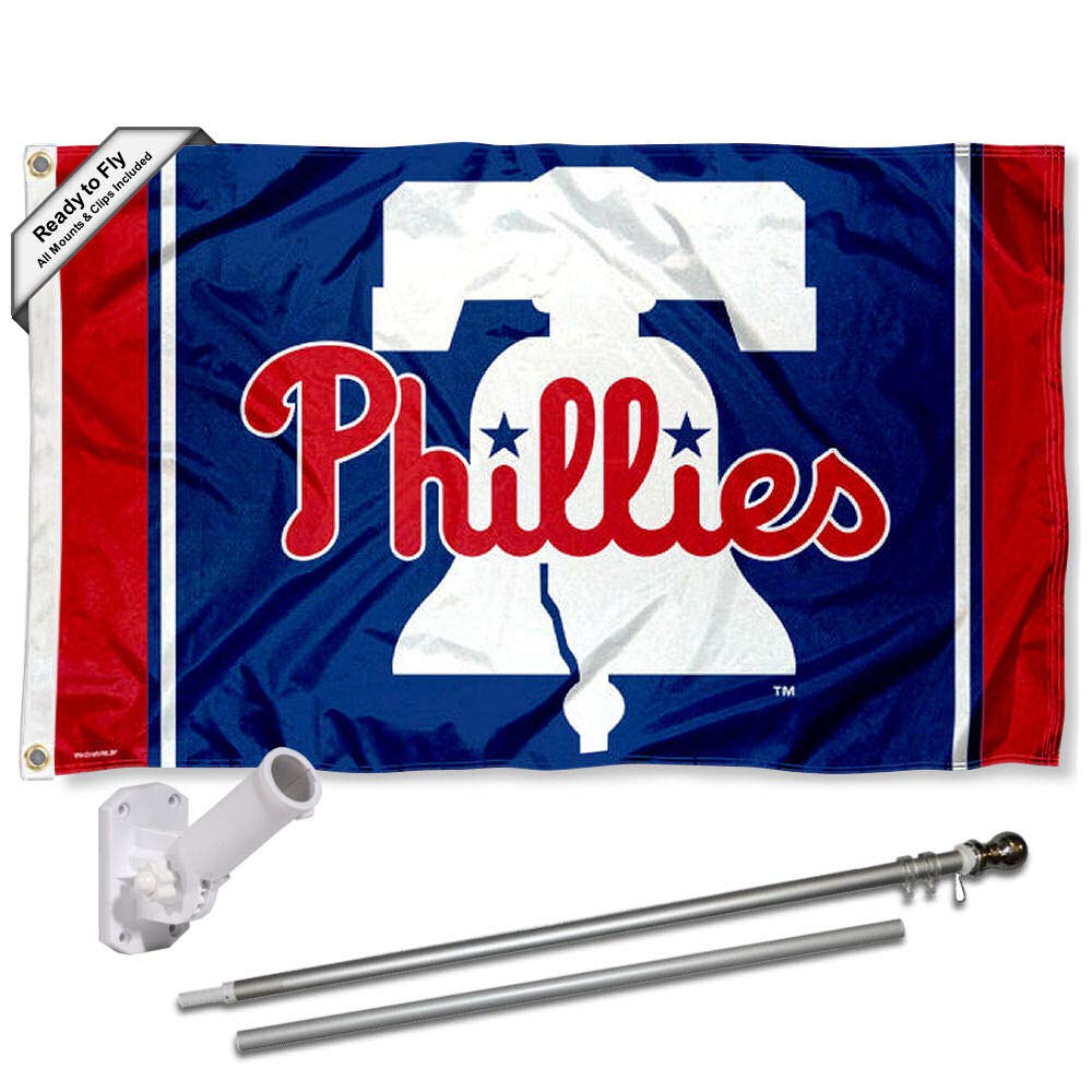 WinCraft Philadelphia Baseball Bell Flagpole and Bracket Holder Set - Sports Collectibles, Sports Memorabilia, Sports Fan Shop, Sports Gifts