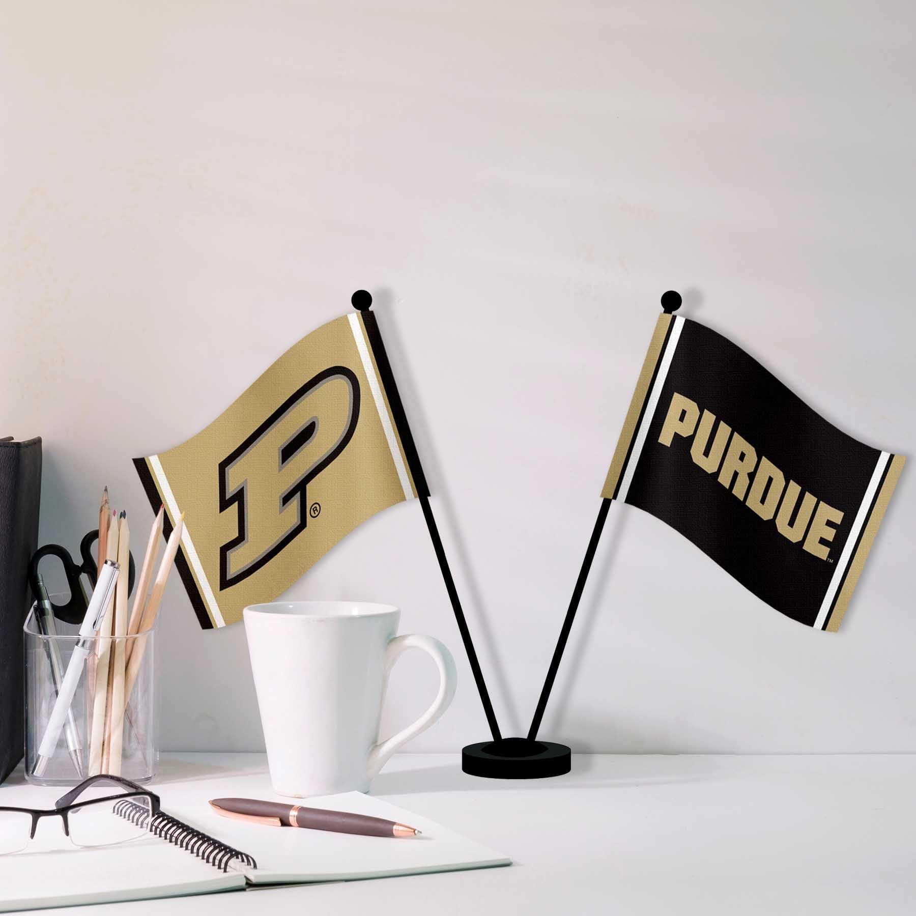 WinCraft Purdue Boilermakers Desk and Table Top Flags - Sports Collectibles, Sports Memorabilia, Sports Fan Shop, Sports Gifts