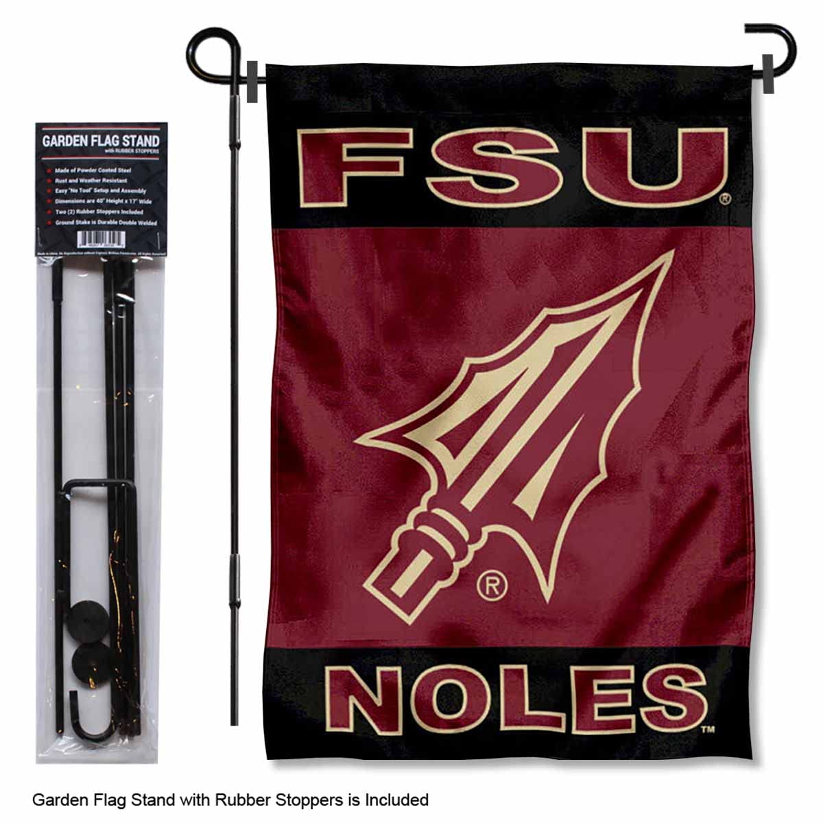 College Flags & Banners Co. Florida State Seminoles Arrow Garden Flag with Pole Stand Holder - Sports Collectibles, Sports Memorabilia, Sports Fan Shop, Sports Gifts
