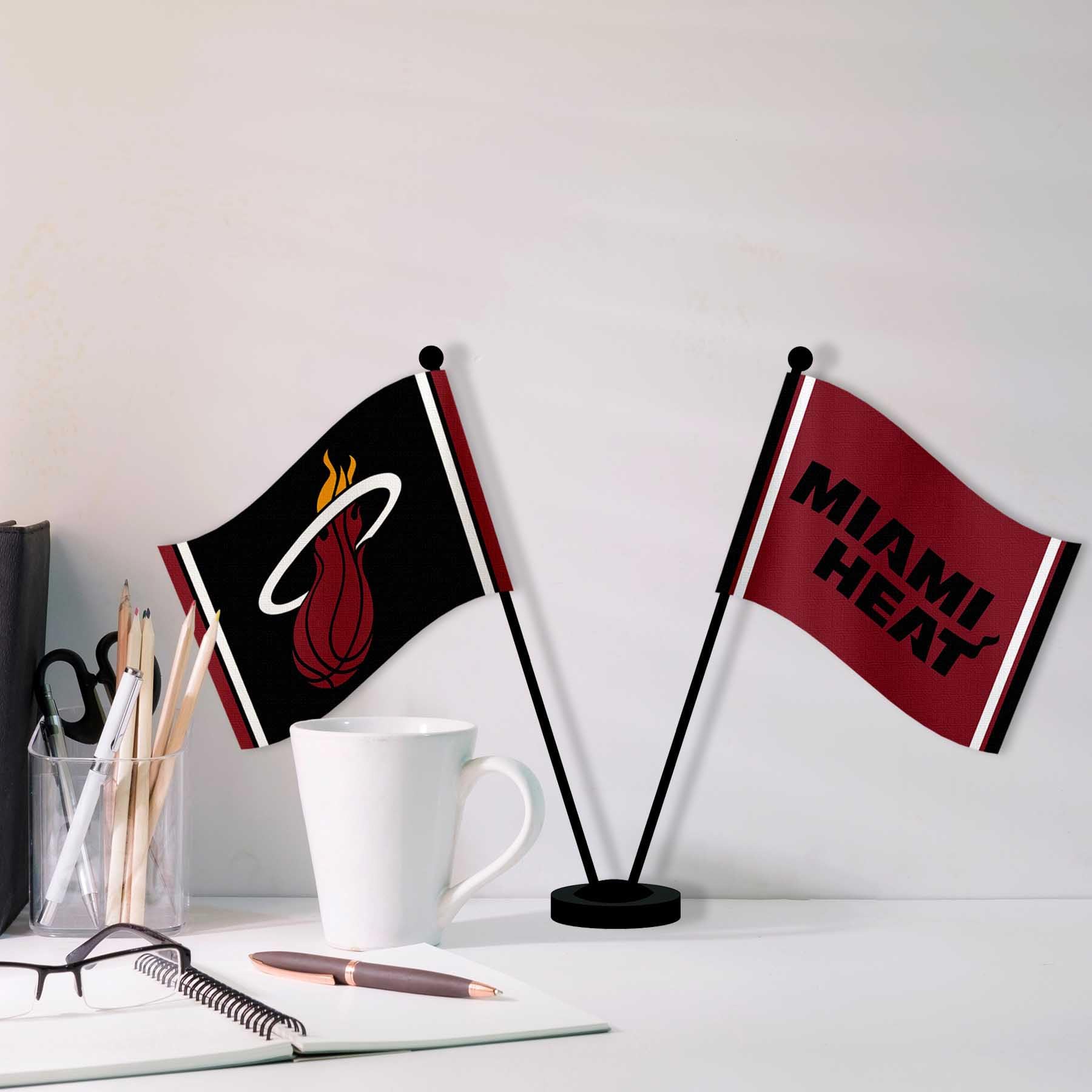 WinCraft Miami Heat Desk and Table Top Flags - Sports Collectibles, Sports Memorabilia, Sports Fan Shop, Sports Gifts