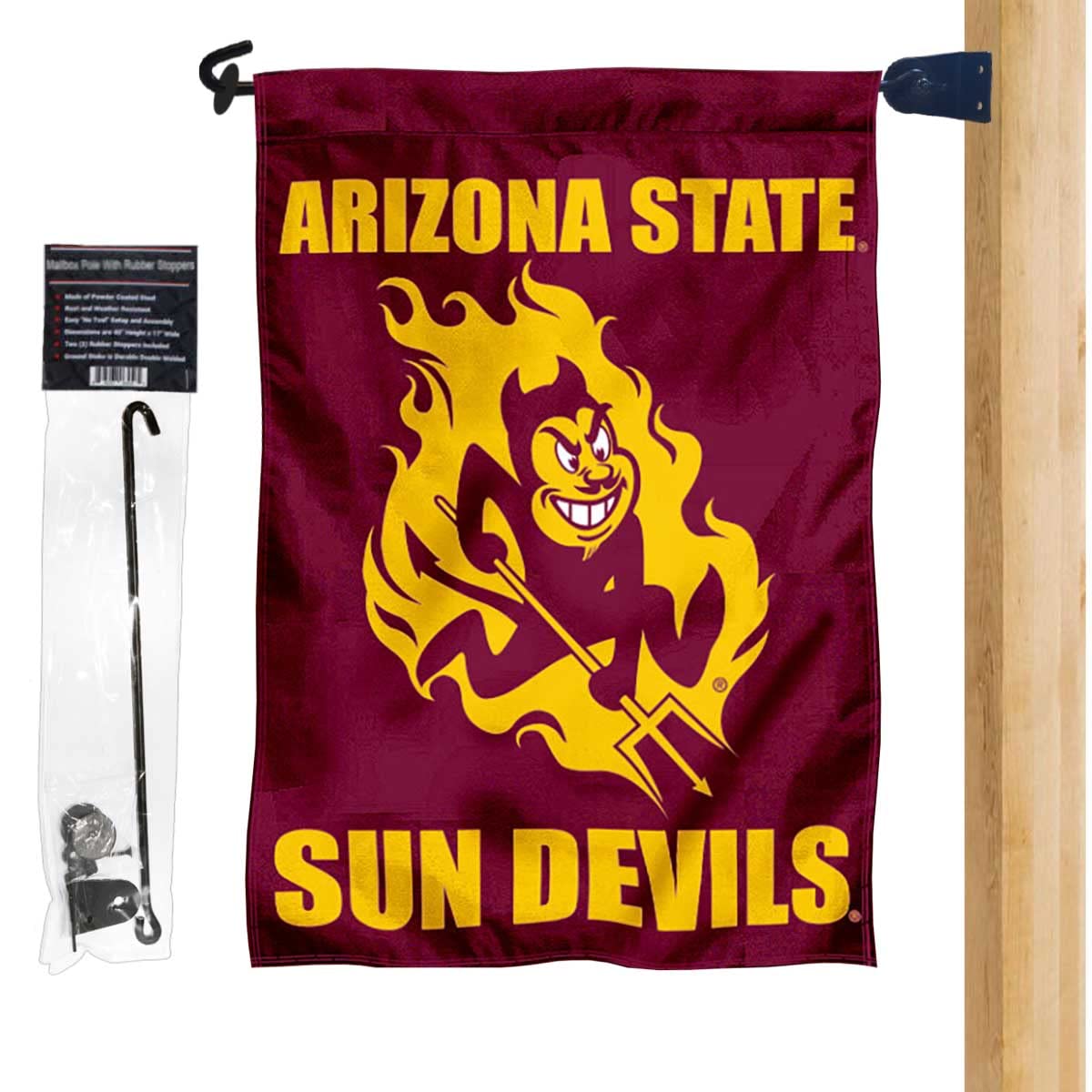 ASU Garden Flag and Mailbox Post Pole Mount Holder Set - Sports Collectibles, Sports Memorabilia, Sports Fan Shop, Sports Gifts