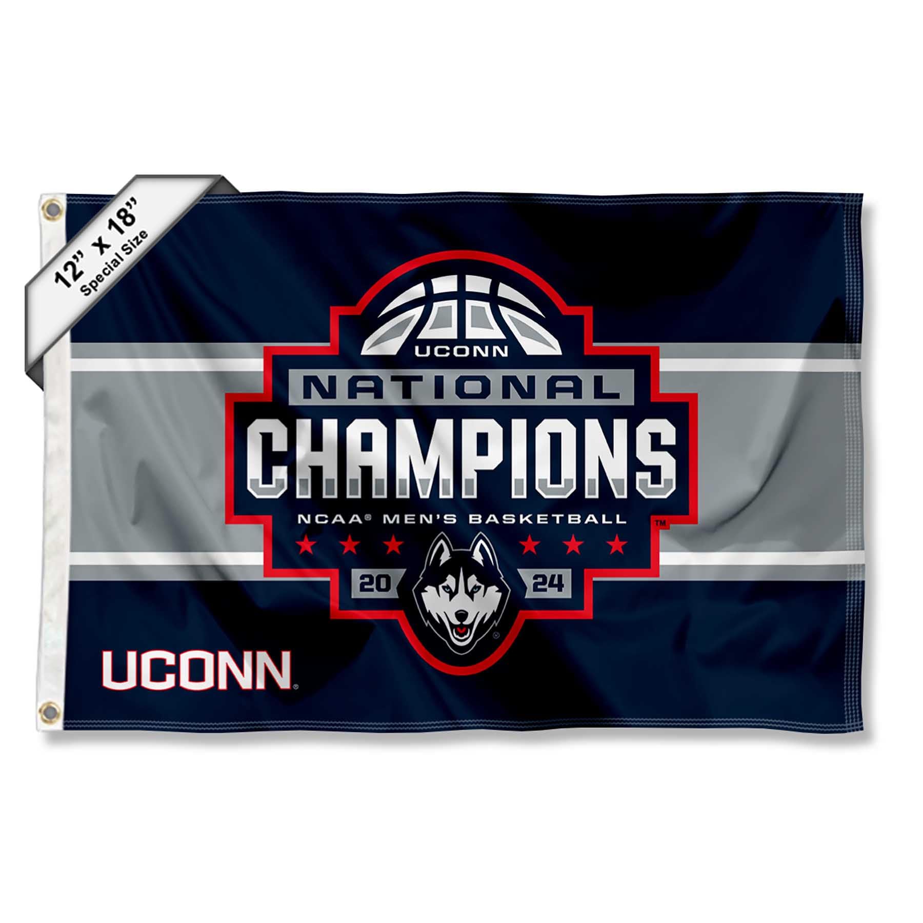 College Flags & Banners Co. UCONN 2024 Basketball National Champions Boat and Golf Cart Flag - Sports Collectibles, Sports Memorabilia, Sports Fan Shop, Sports Gifts