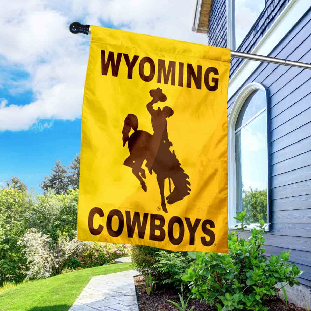 College Flags & Banners Co. Wyoming Cowboys House Flag with Flag Pole Set - Sports Collectibles, Sports Memorabilia, Sports Fan Shop, Sports Gifts
