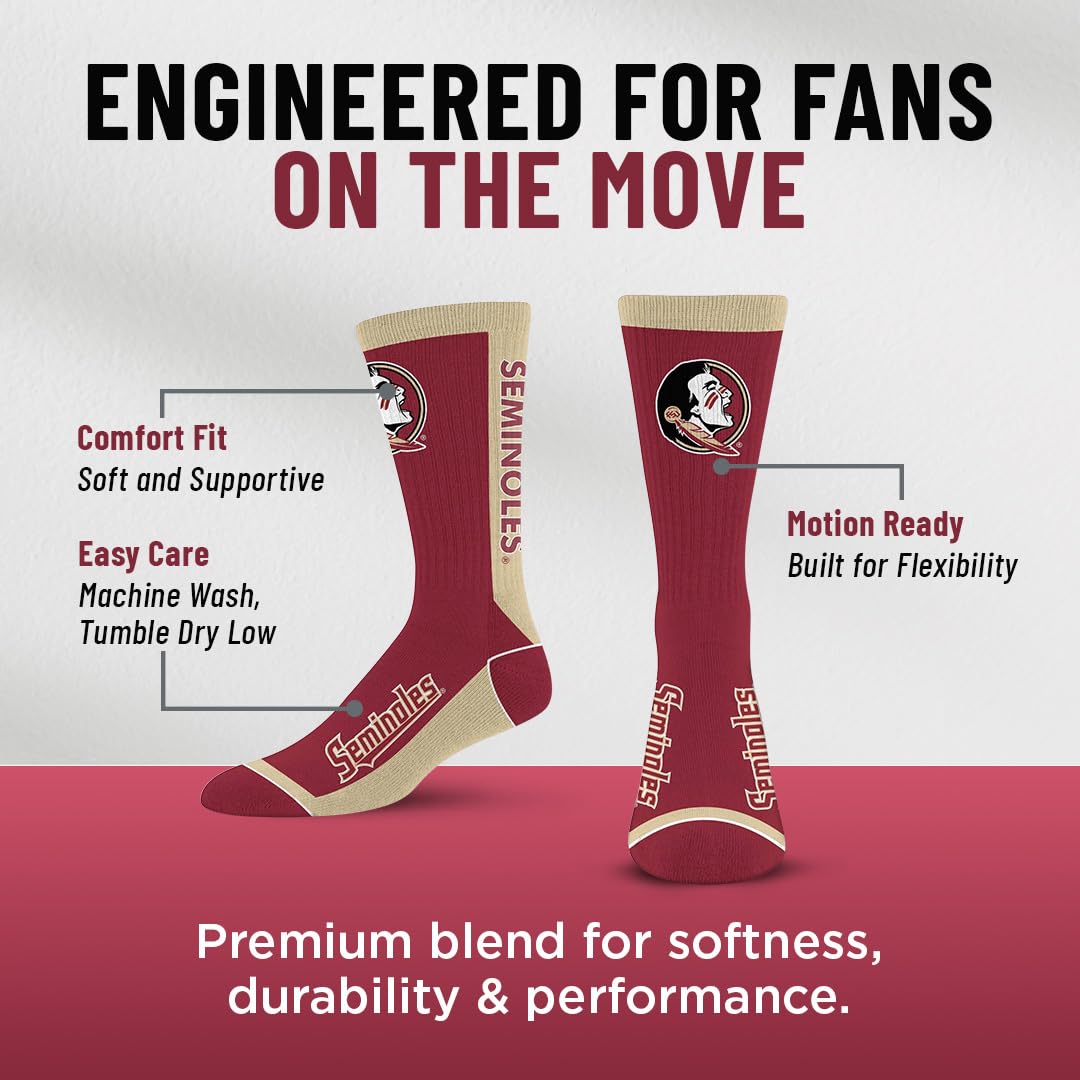 For Bare Feet NCAA FLORIDA STATE SEMINOLES MVP Crew Sock Team Color Large - Sports Gifts, Sports Memorabilia, Sports Collectibles, Fan Shop