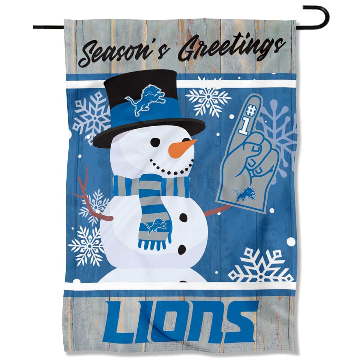 Detroit Lions Holiday Winter Snow Garden Flag Double Sided Banner - Sports Collectibles, Sports Memorabilia, Sports Fan Shop, Sports Gifts