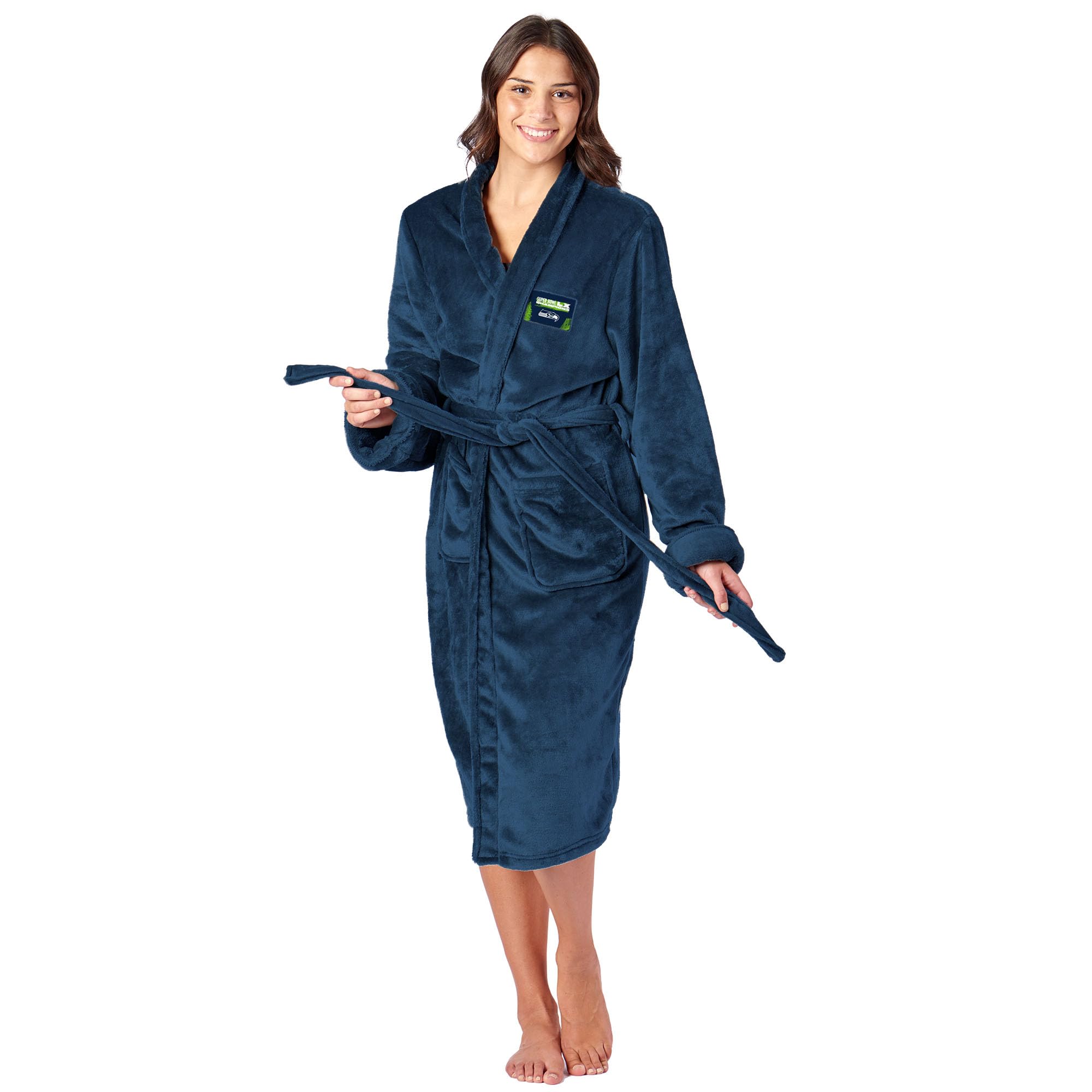 Northwest NFL Super Bowl 2026 Seattle Seahawks Champs Hub Silk Touch Robe, Small/Medium - Sports Gifts, Sports Memorabilia, Sports Collectibles, Fan Shop