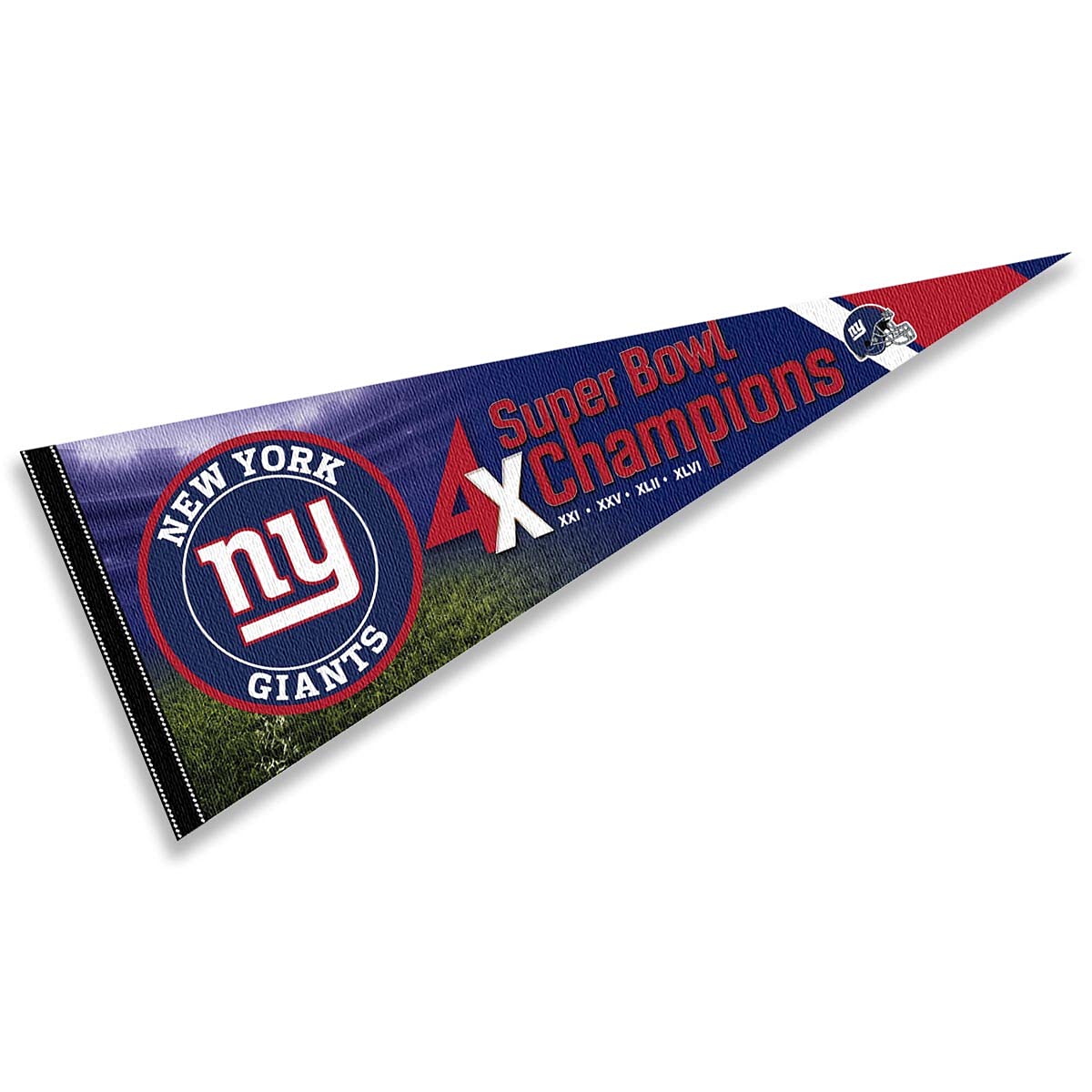 WinCraft New York Giants 4 Time Bowl Champions Pennant Banner Flag - Sports Collectibles, Sports Memorabilia, Sports Fan Shop, Sports Gifts