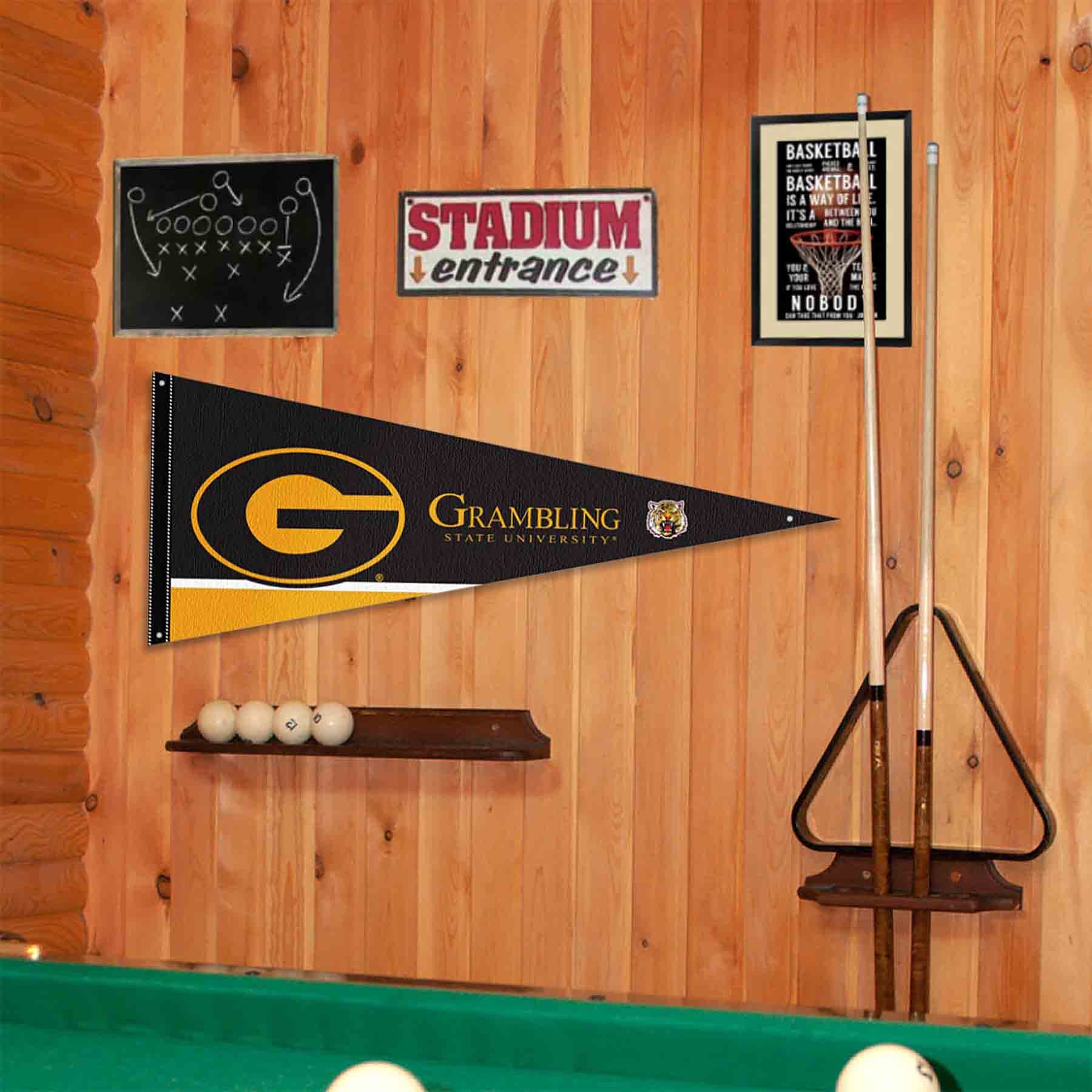 College Flags & Banners Co. Grambling State Tigers Pennant Flag and Wall Tack Mount Pads - Sports Collectibles, Sports Memorabilia, Sports Fan Shop, Sports Gifts