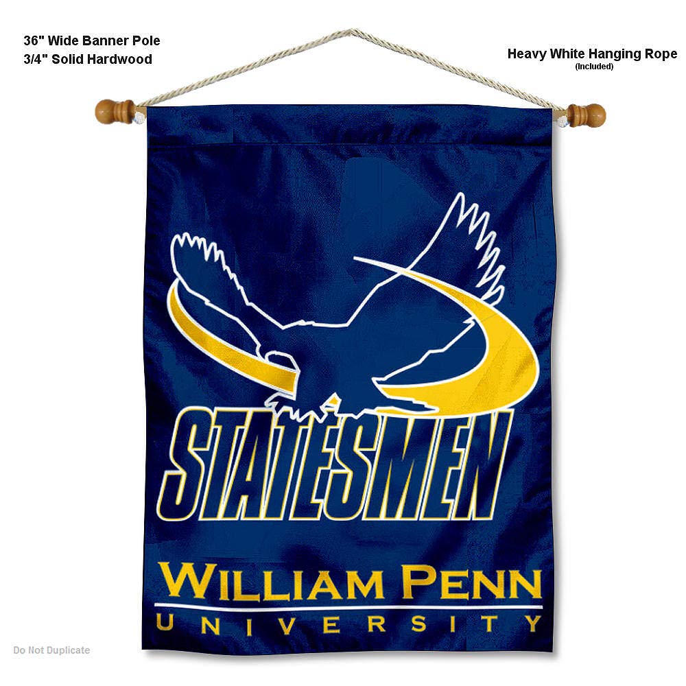 College Flags & Banners Co. William Penn University House Flag and Wood Banner Pole Set - Sports Collectibles, Sports Memorabilia, Sports Fan Shop, Sports Gifts