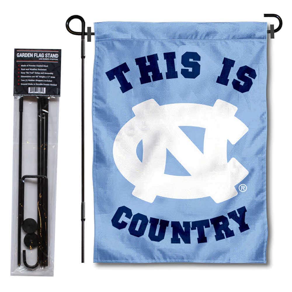 College Flags & Banners Co. University of North Carolina Country Garden Flag and USA Flag Stand Pole Holder Set - Sports Collectibles, Sports Memorabilia, Sports Fan Shop, Sports Gifts