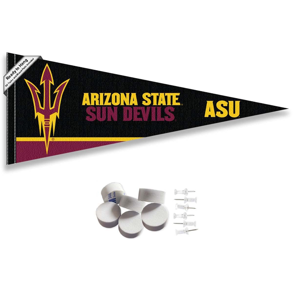 College Flags & Banners Co. Arizona State Sun Devils Pennant Flag and Wall Tack Mount Pads - Sports Collectibles, Sports Memorabilia, Sports Fan Shop, Sports Gifts