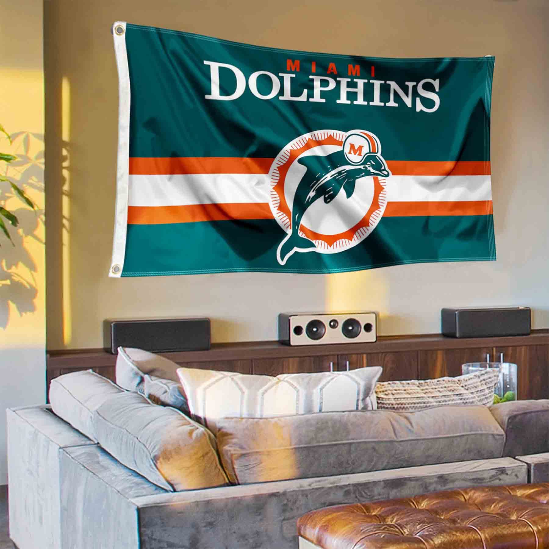 Miami Dolphins Throwback Retro Vintage Banner and Tapestry Wall Tack Pads - Sports Collectibles, Sports Memorabilia, Sports Fan Shop, Sports Gifts