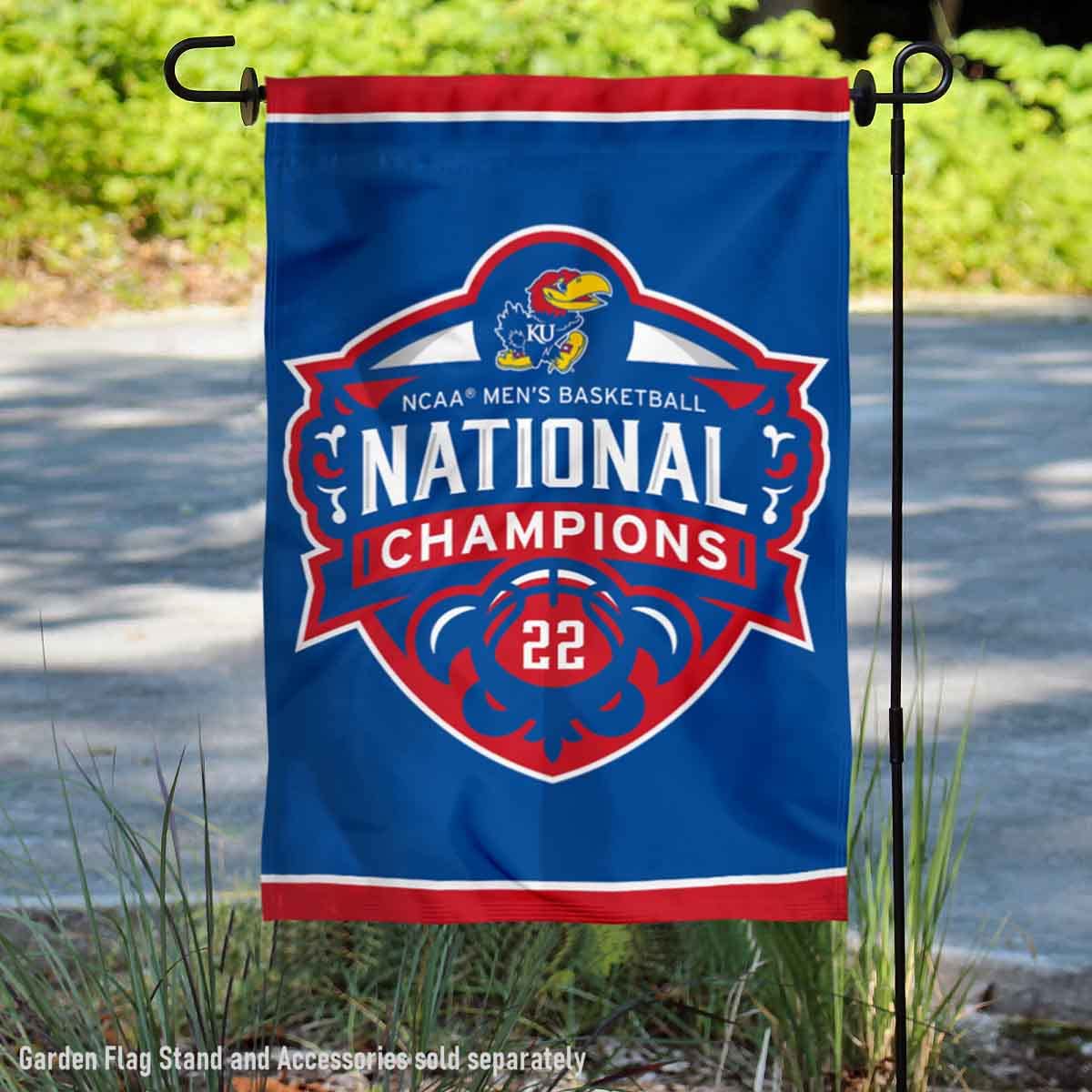 WinCraft Kansas KU Jayhawks College Basketball 2022 National Champions Double Sided Garden Banner - Sports Collectibles, Sports Memorabilia, Sports Fan Shop, Sports Gifts
