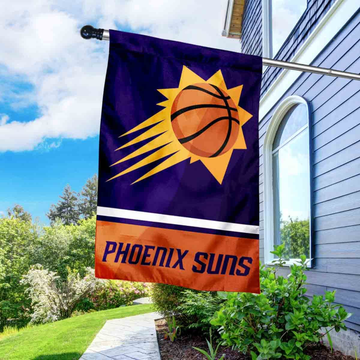 WinCraft Suns Banner House Flag and 5 Foot Flagpole Set - Sports Collectibles, Sports Memorabilia, Sports Fan Shop, Sports Gifts