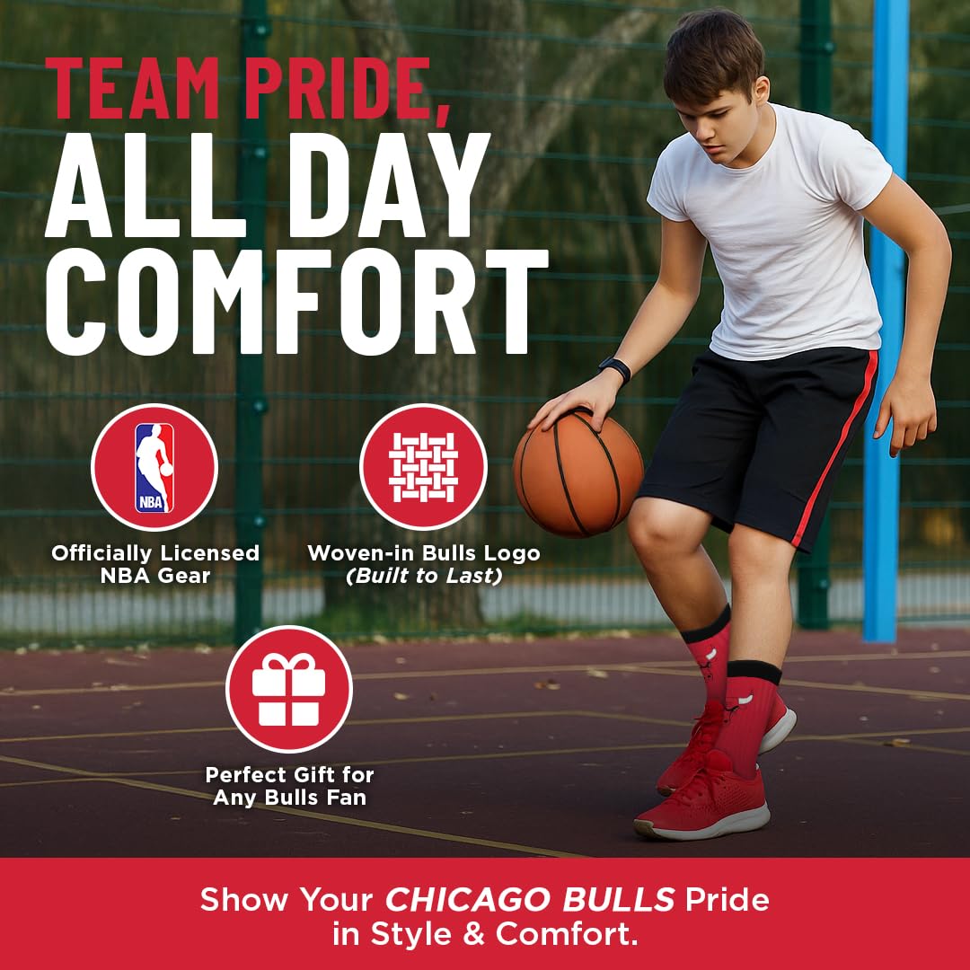 For Bare Feet NBA CHICAGO BULLS MVP Crew Sock Team Color Large - Sports Gifts, Sports Memorabilia, Sports Collectibles, Fan Shop