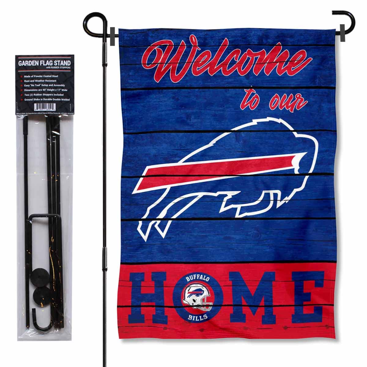 WinCraft Buffalo Bills Welcome to Our Home Garden Flag and Flagpole Mount - Sports Collectibles, Sports Memorabilia, Sports Fan Shop, Sports Gifts