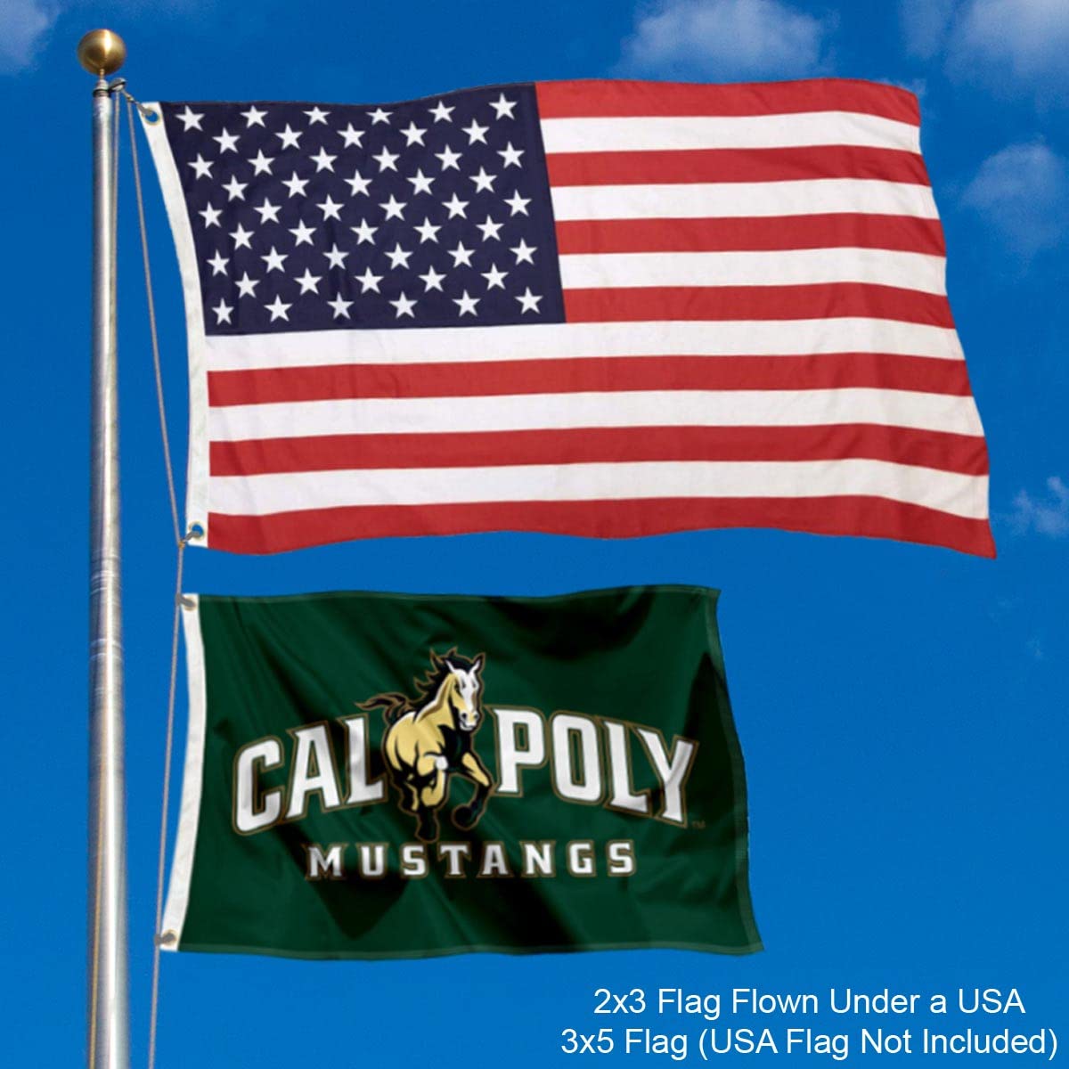 College Flags & Banners Co. Cal Poly Mustangs Small 2x3 Foot Flag - Sports Collectibles, Sports Memorabilia, Sports Fan Shop, Sports Gifts