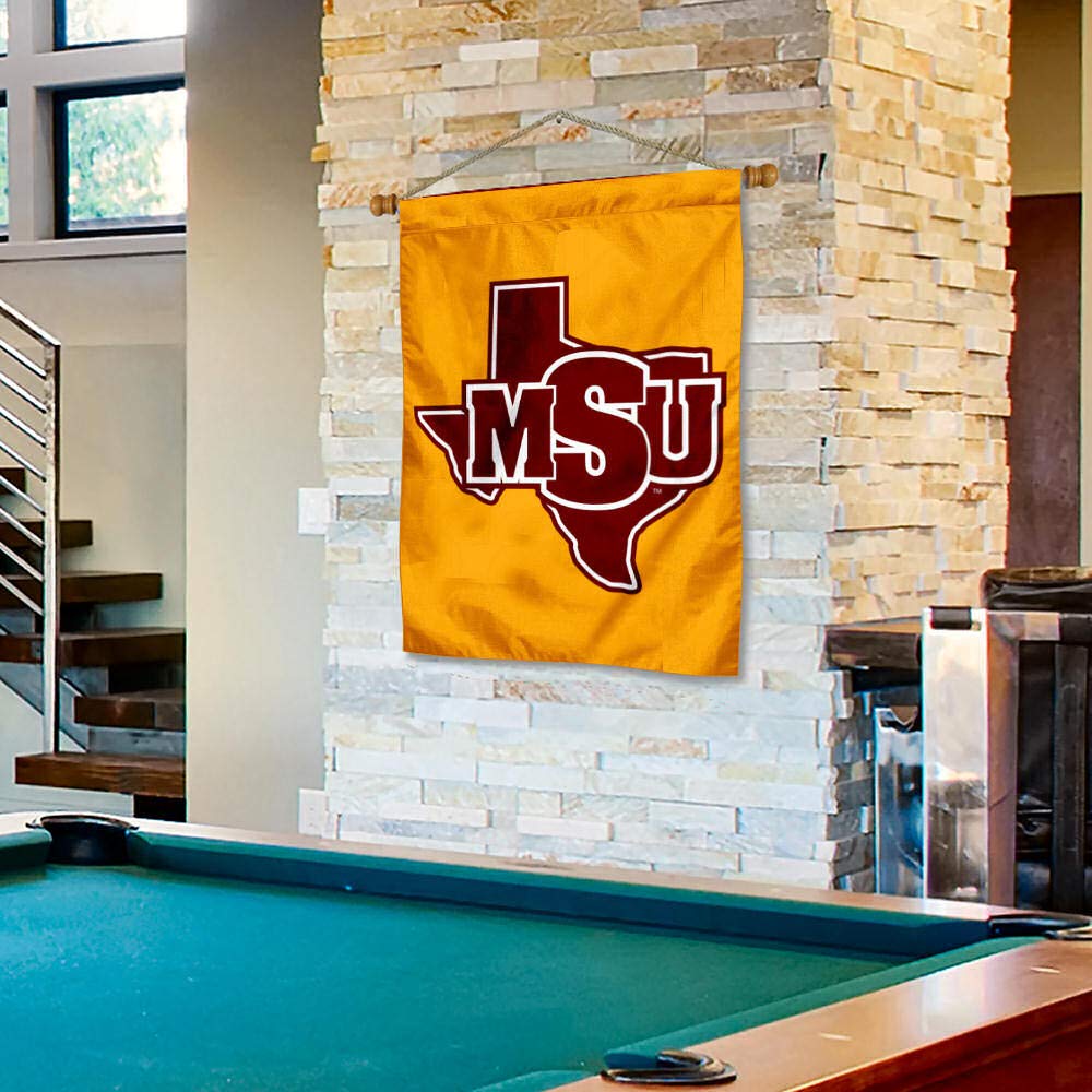 Midwestern State Mustangs Double Sided House Flag and Wood Banner Pole Set - Sports Collectibles, Sports Memorabilia, Sports Fan Shop, Sports Gifts