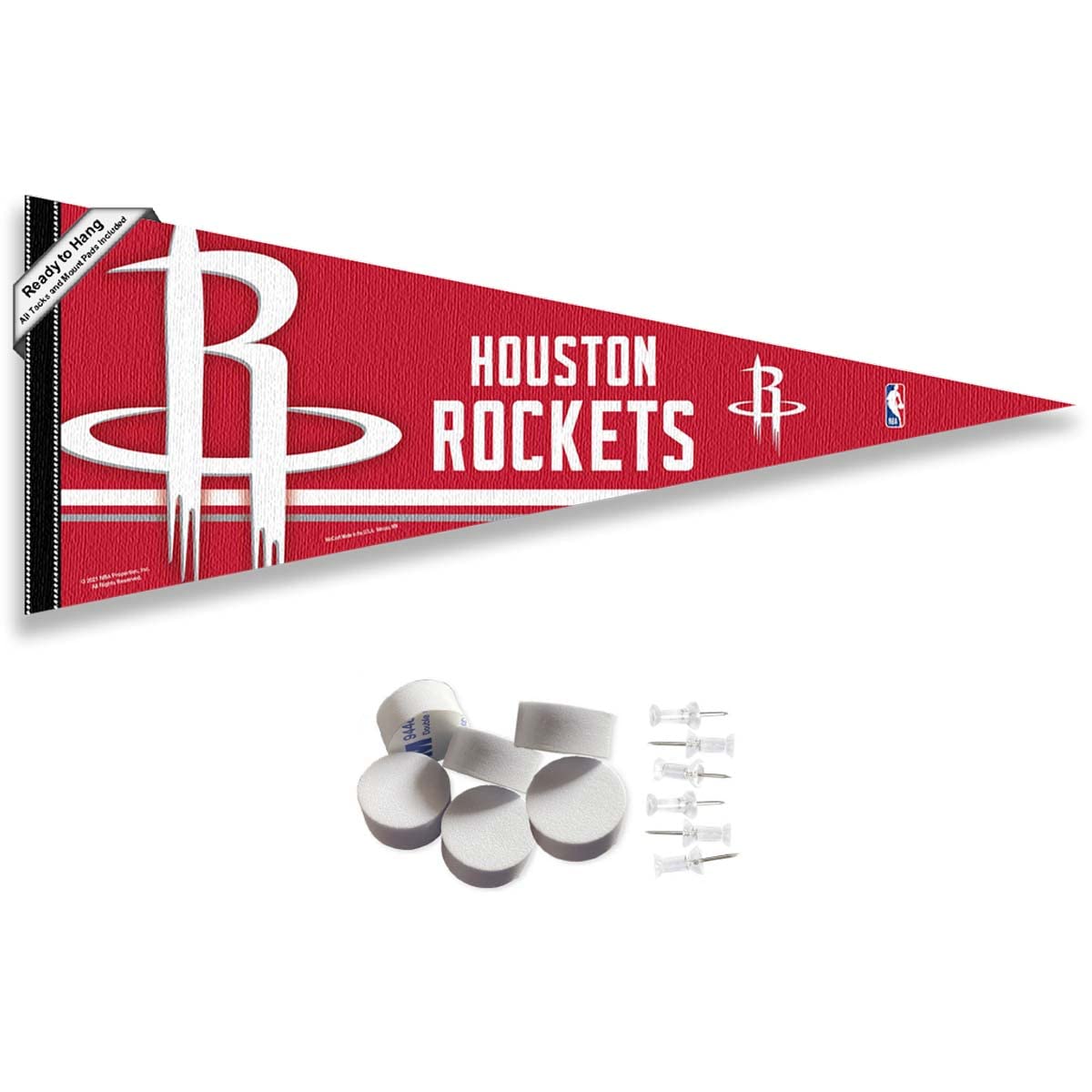 Houston Rockets Pennant Flag and Wall Tack Pads Mounts - Sports Collectibles, Sports Memorabilia, Sports Fan Shop, Sports Gifts