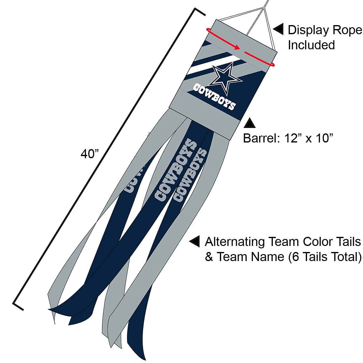 Dallas Cowboys Team Windsock - Sports Collectibles, Sports Memorabilia, Sports Fan Shop, Sports Gifts