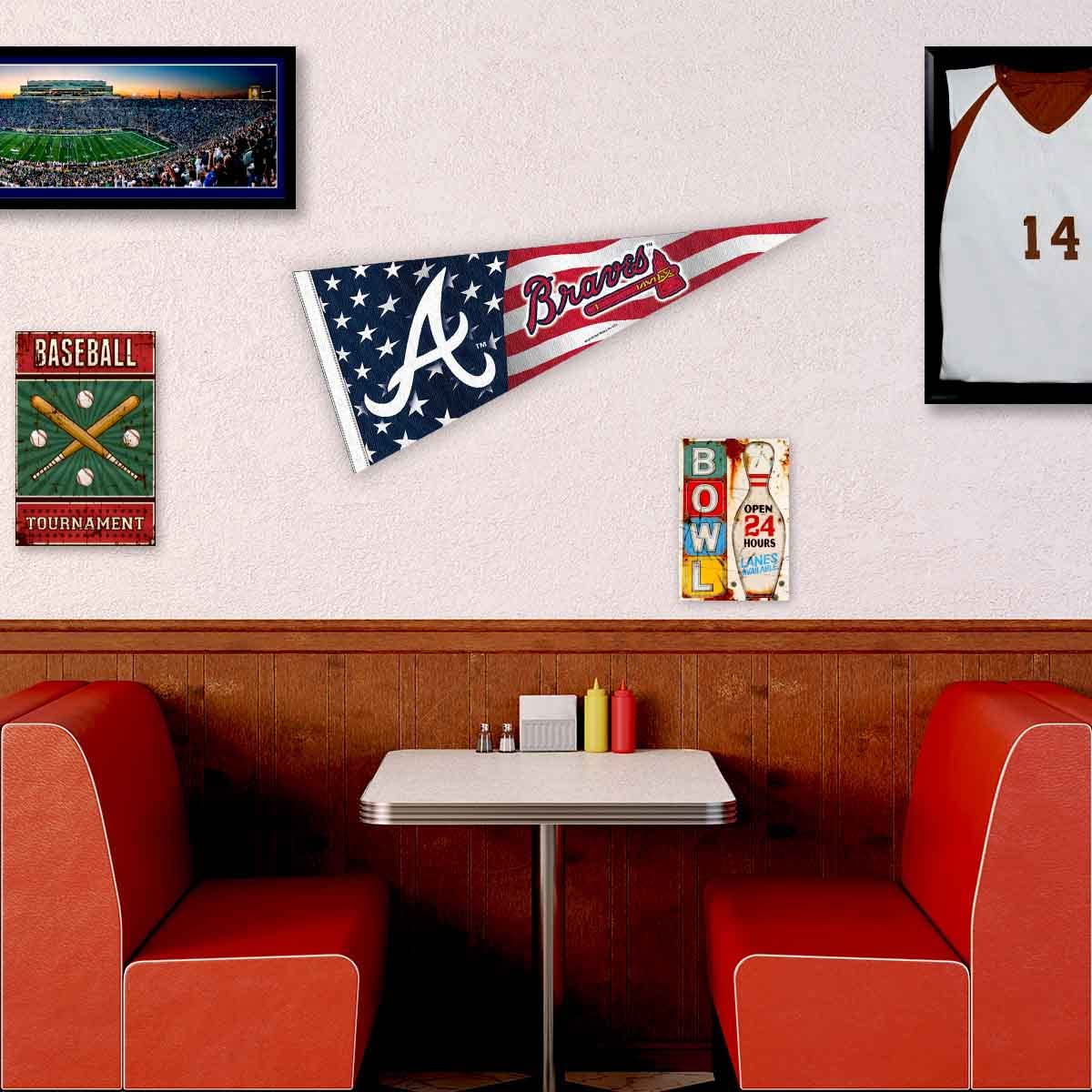 WinCraft Braves Nation USA Stars and Stripes Pennant Full Size Pennant Flag - Sports Collectibles, Sports Memorabilia, Sports Fan Shop, Sports Gifts