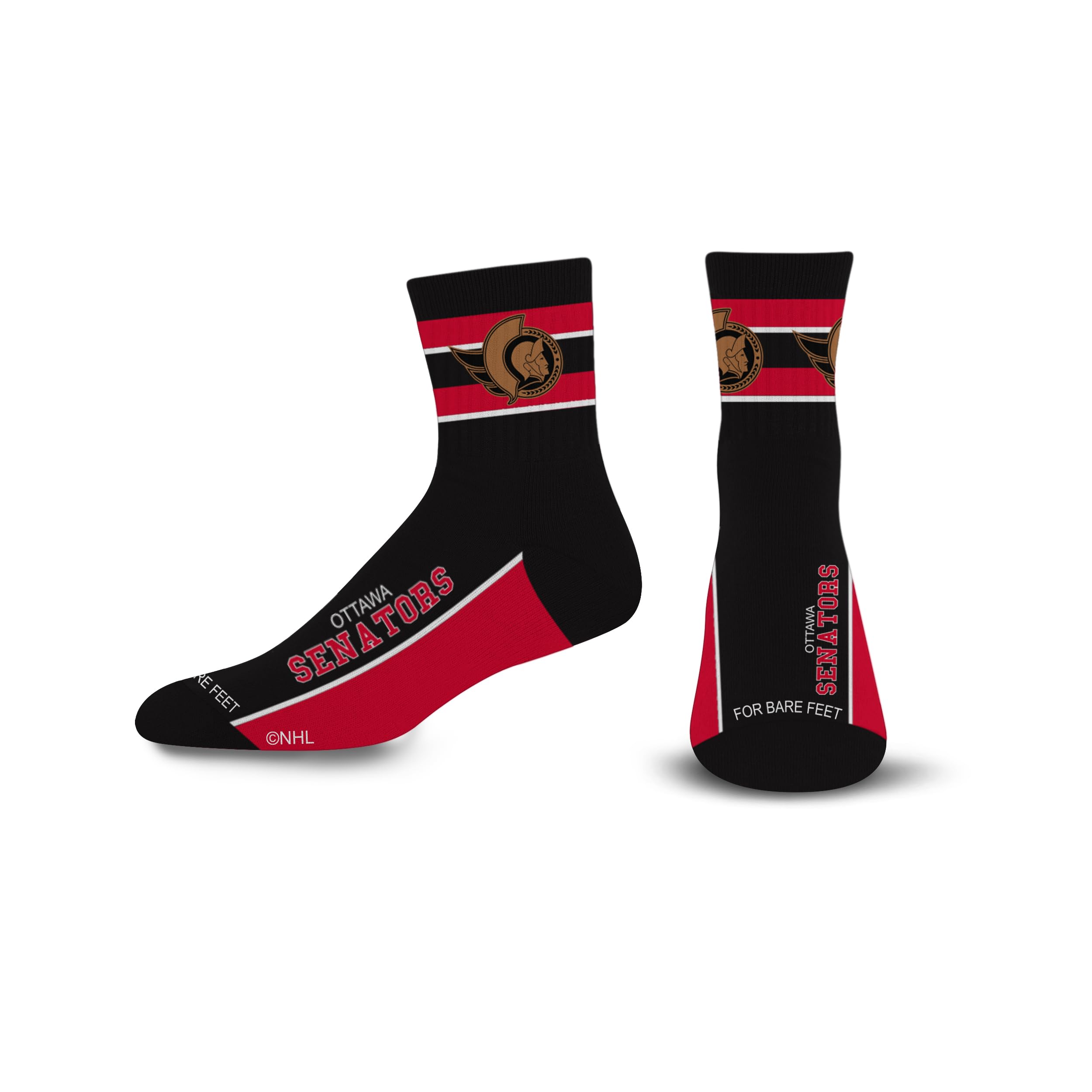 For Bare Feet NHL OTTAWA SENATORS Lil' Deuce Quarter Sock Team Color Large - Sports Gifts, Sports Memorabilia, Sports Collectibles, Fan Shop