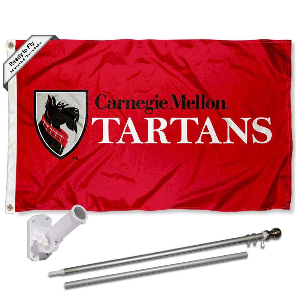 College Flags & Banners Co. Carnegie Mellon Tartans Flag and Pole Bracket Mount Bundle - Sports Collectibles, Sports Memorabilia, Sports Fan Shop, Sports Gifts