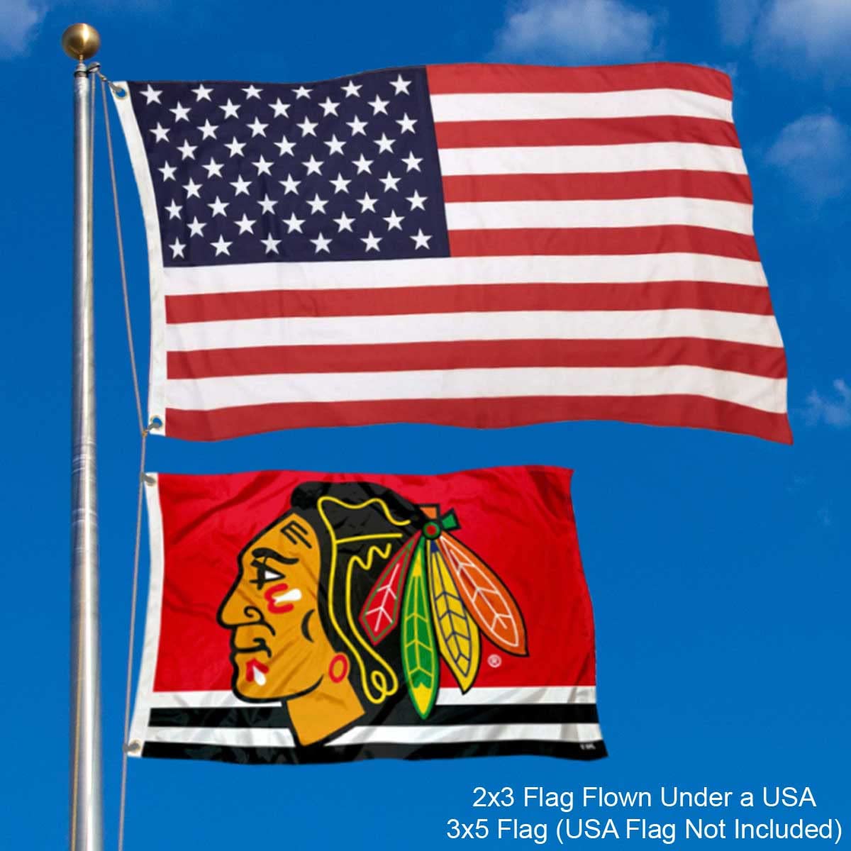 WinCraft Chicago Blackhawks 2x3 Feet Flag - Sports Collectibles, Sports Memorabilia, Sports Fan Shop, Sports Gifts