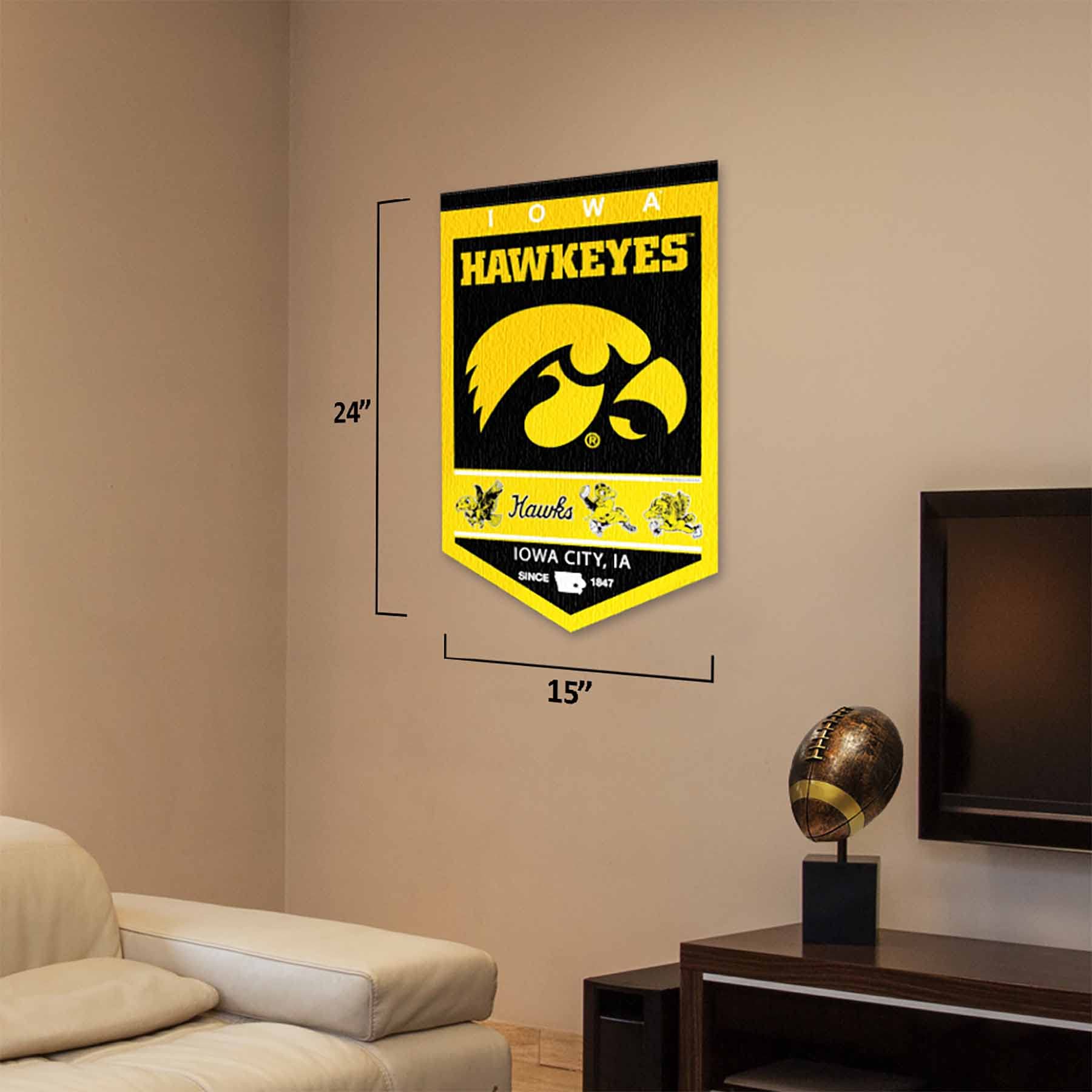 College Flags & Banners Co. Hawkeyes Heritage History Banner Pennant - Sports Collectibles, Sports Memorabilia, Sports Fan Shop, Sports Gifts