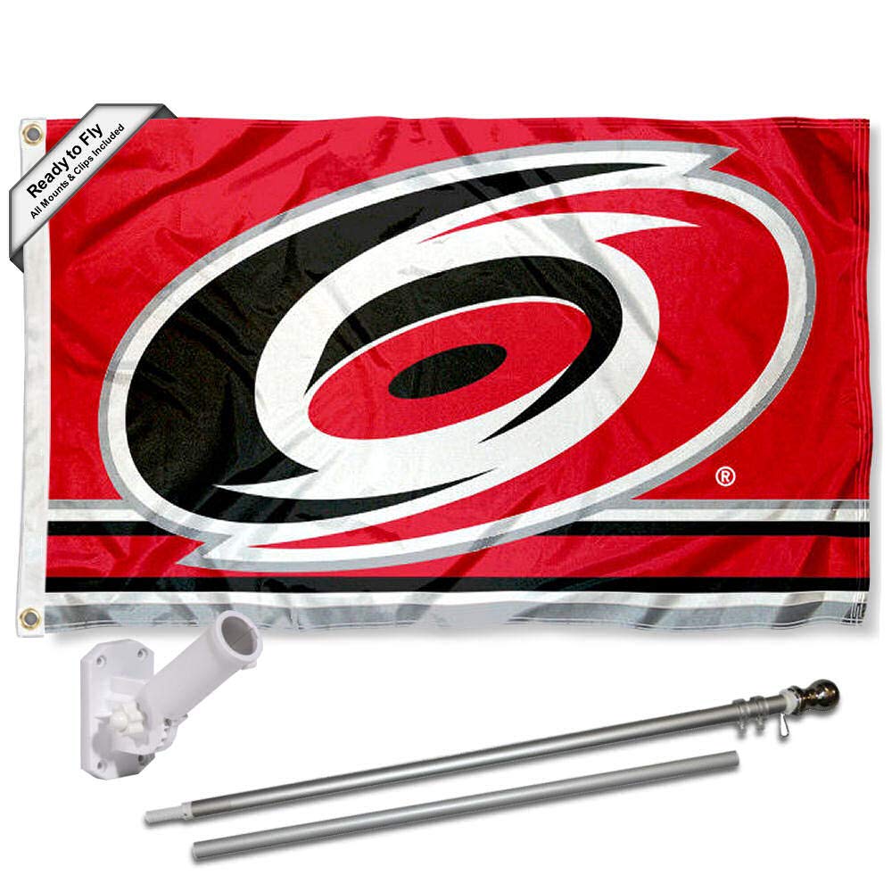 WinCraft Carolina Hurricanes Flag Pole and Bracket Set - Sports Collectibles, Sports Memorabilia, Sports Fan Shop, Sports Gifts
