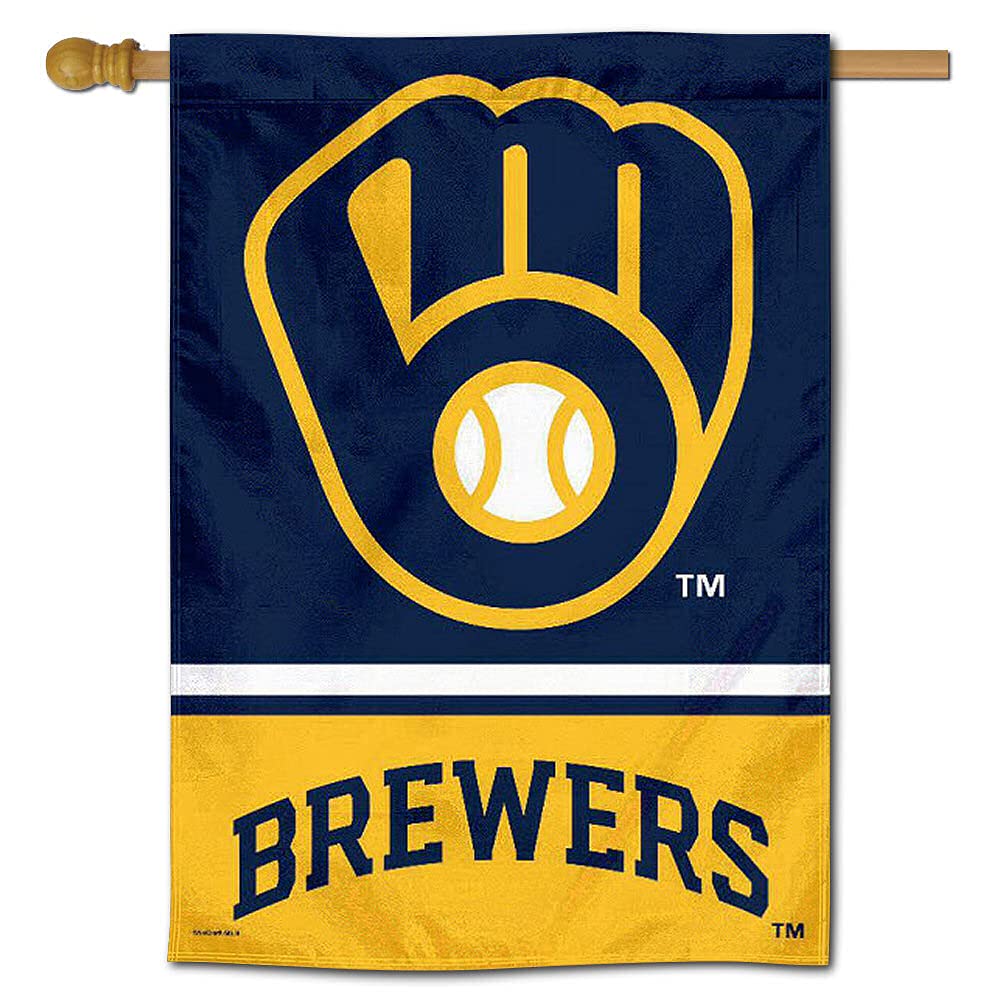 WinCraft Milwaukee Brewers Double Sided House Banner Flag - Sports Collectibles, Sports Memorabilia, Sports Fan Shop, Sports Gifts