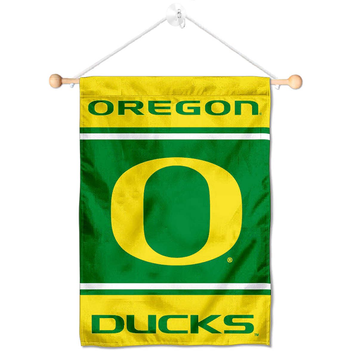 College Flags & Banners Co. Ducks Window Wall Banner Hanging Flag with Suction Cup - Sports Collectibles, Sports Memorabilia, Sports Fan Shop, Sports Gifts