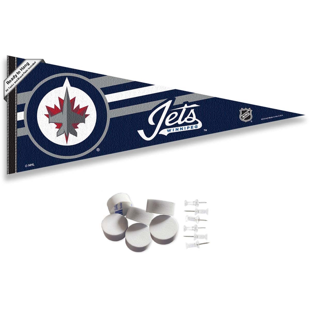 Winnipeg Jets Pennant Flag and Wall Tack Pads Mounts - Sports Collectibles, Sports Memorabilia, Sports Fan Shop, Sports Gifts