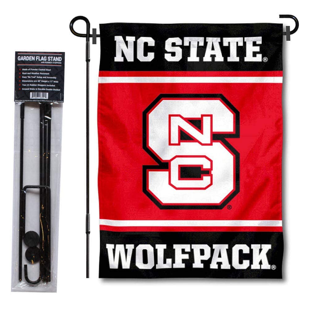 College Flags & Banners Co. North Carolina State Wolfpack Garden Flag and USA Flag Stand Pole Holder Set - Sports Collectibles, Sports Memorabilia, Sports Fan Shop, Sports Gifts