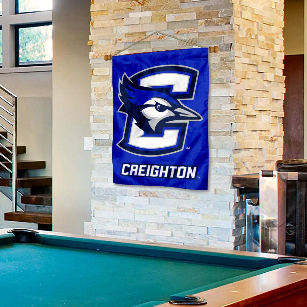 College Flags & Banners Co. Creighton University Banner Flag and Wood Banner Pole Set - Sports Collectibles, Sports Memorabilia, Sports Fan Shop, Sports Gifts