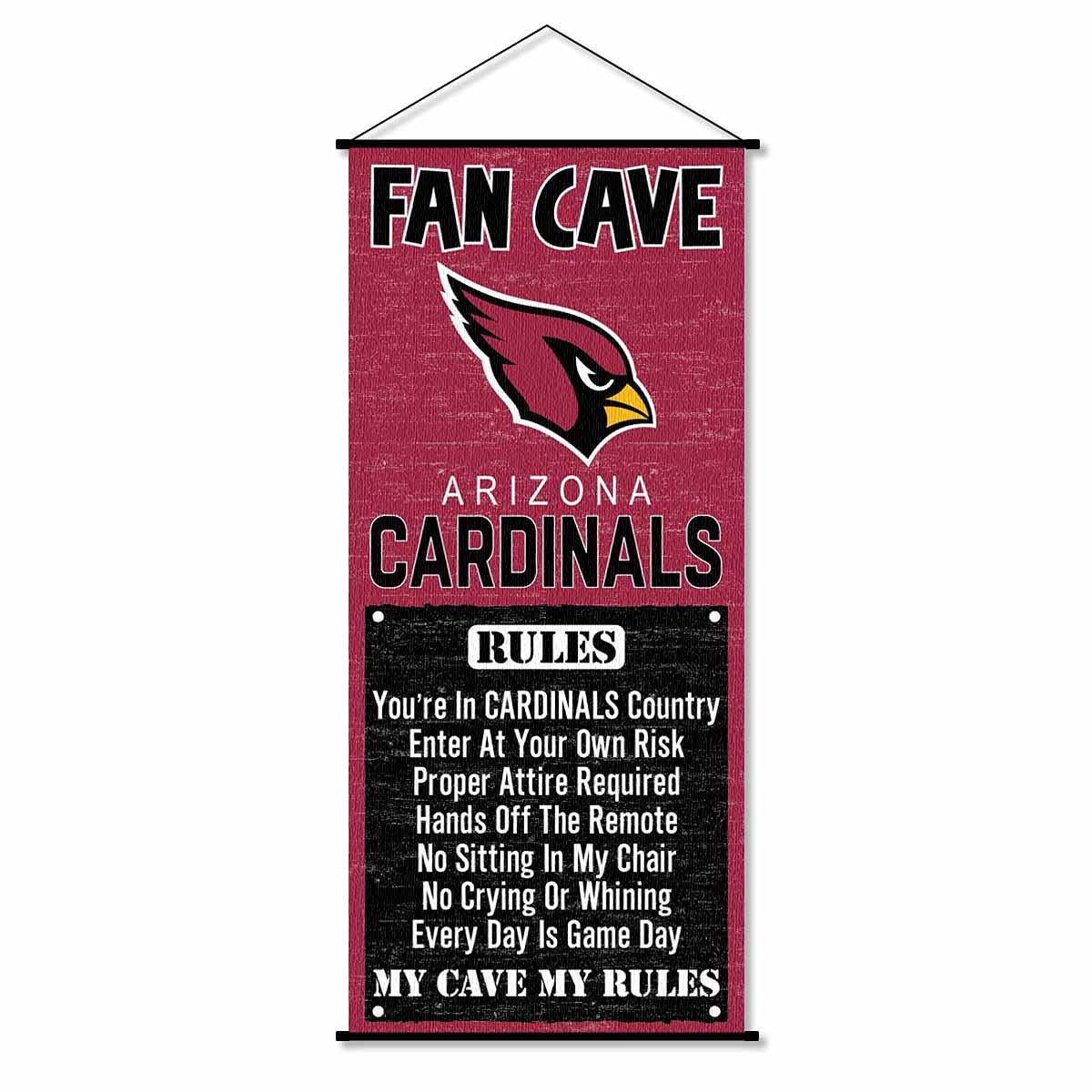 WinCraft Arizona Cardinals Man Cave Fan Banner Wall Door Scroll - Sports Collectibles, Sports Memorabilia, Sports Fan Shop, Sports Gifts
