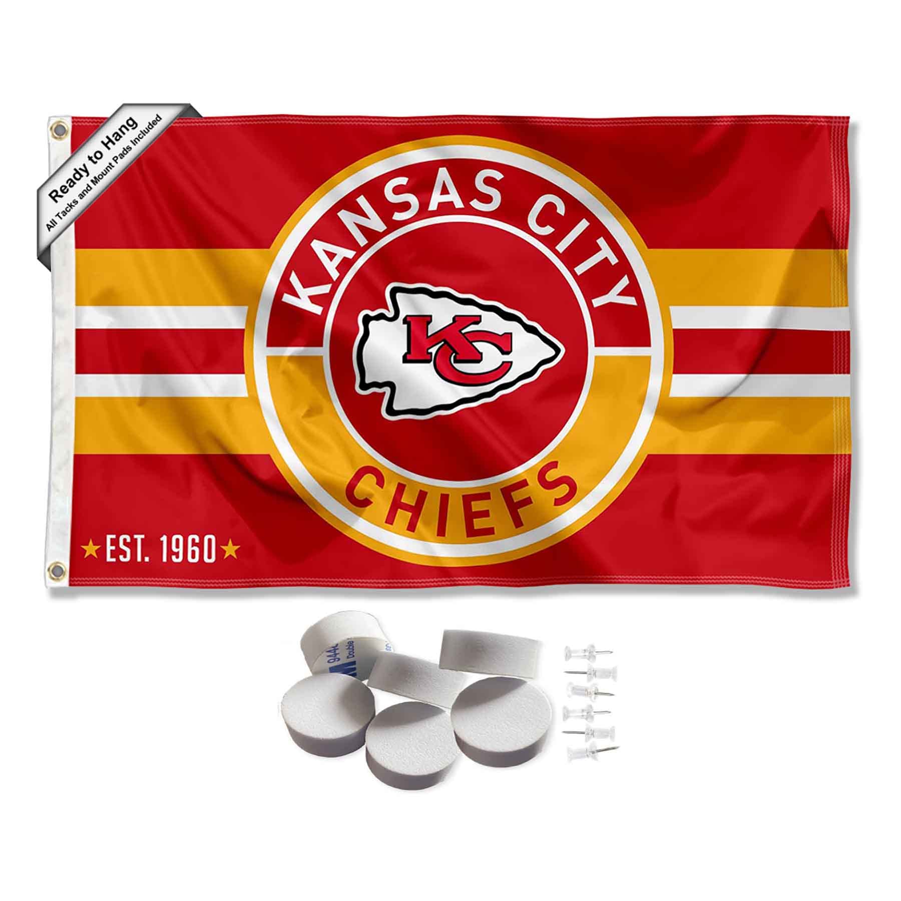 Kansas City Chiefs Patch Button Banner and Tapestry Wall Tack Pads - Sports Collectibles, Sports Memorabilia, Sports Fan Shop, Sports Gifts