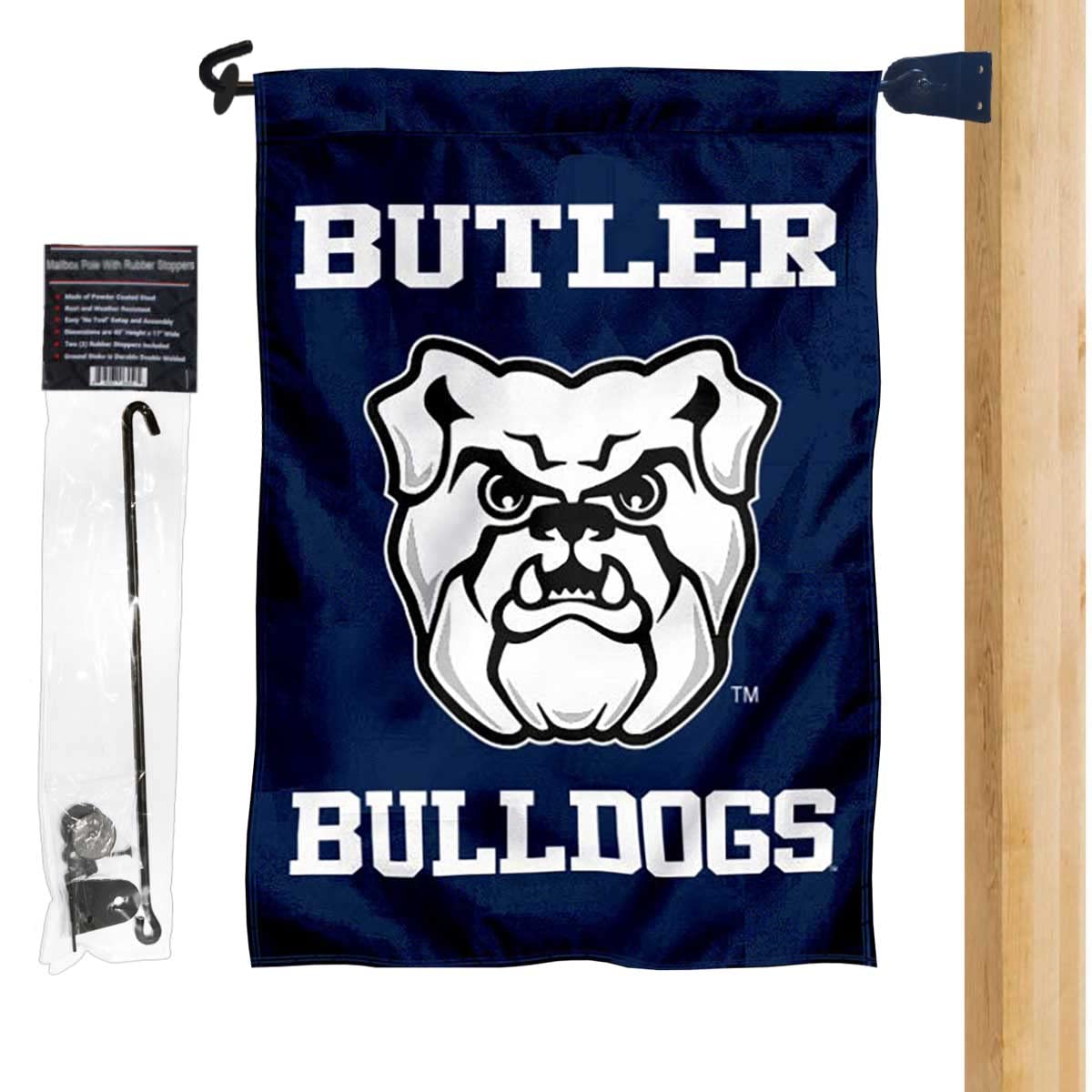 Butler Bulldogs New Logo Garden Flag and Mailbox Post Pole Mount Holder Set - Sports Collectibles, Sports Memorabilia, Sports Fan Shop, Sports Gifts