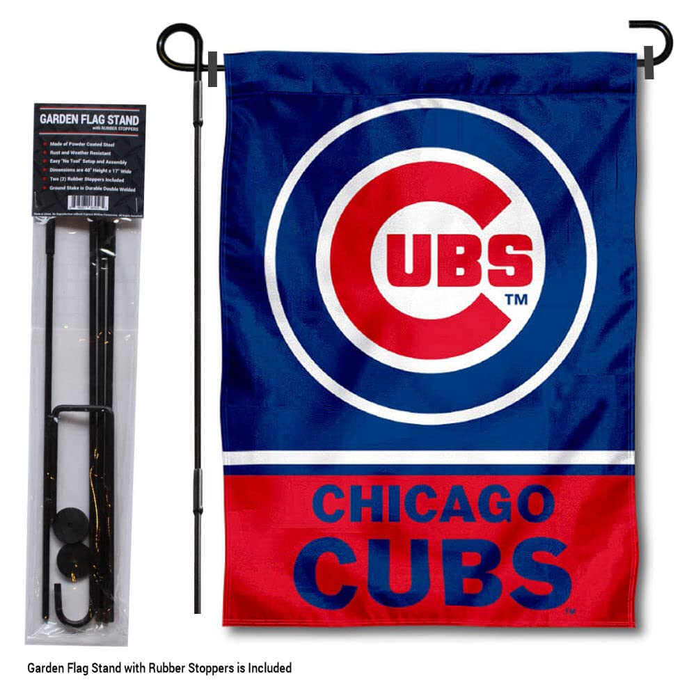 WinCraft Chicago Baseball Garden Flag with Stand Holder - Sports Collectibles, Sports Memorabilia, Sports Fan Shop, Sports Gifts
