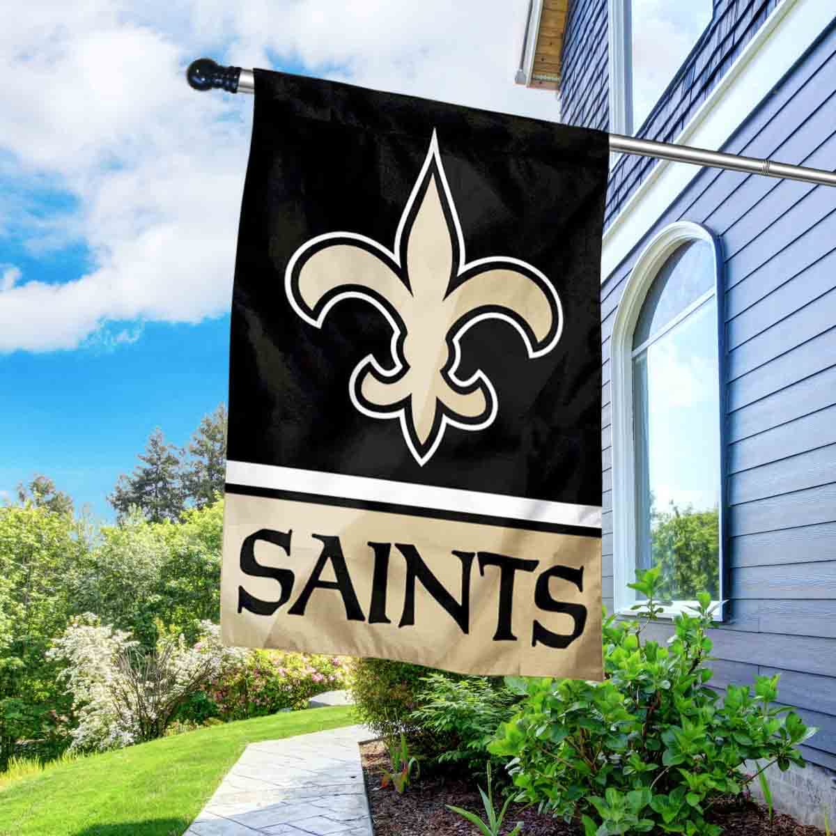 WinCraft Saints Banner House Flag and 5 Foot Flagpole Set - Sports Collectibles, Sports Memorabilia, Sports Fan Shop, Sports Gifts