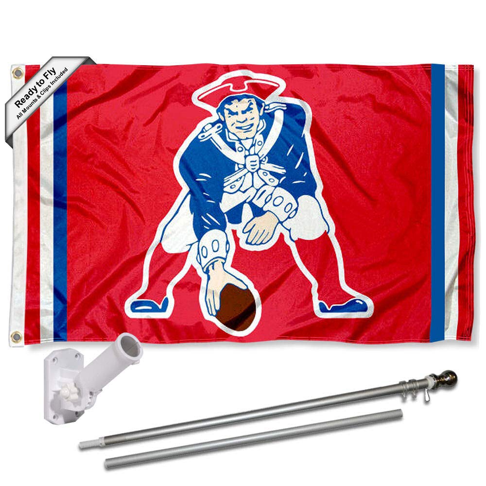 WinCraft New England Patriots Pat Patriot Flag Pole and Bracket Kit - Sports Collectibles, Sports Memorabilia, Sports Fan Shop, Sports Gifts